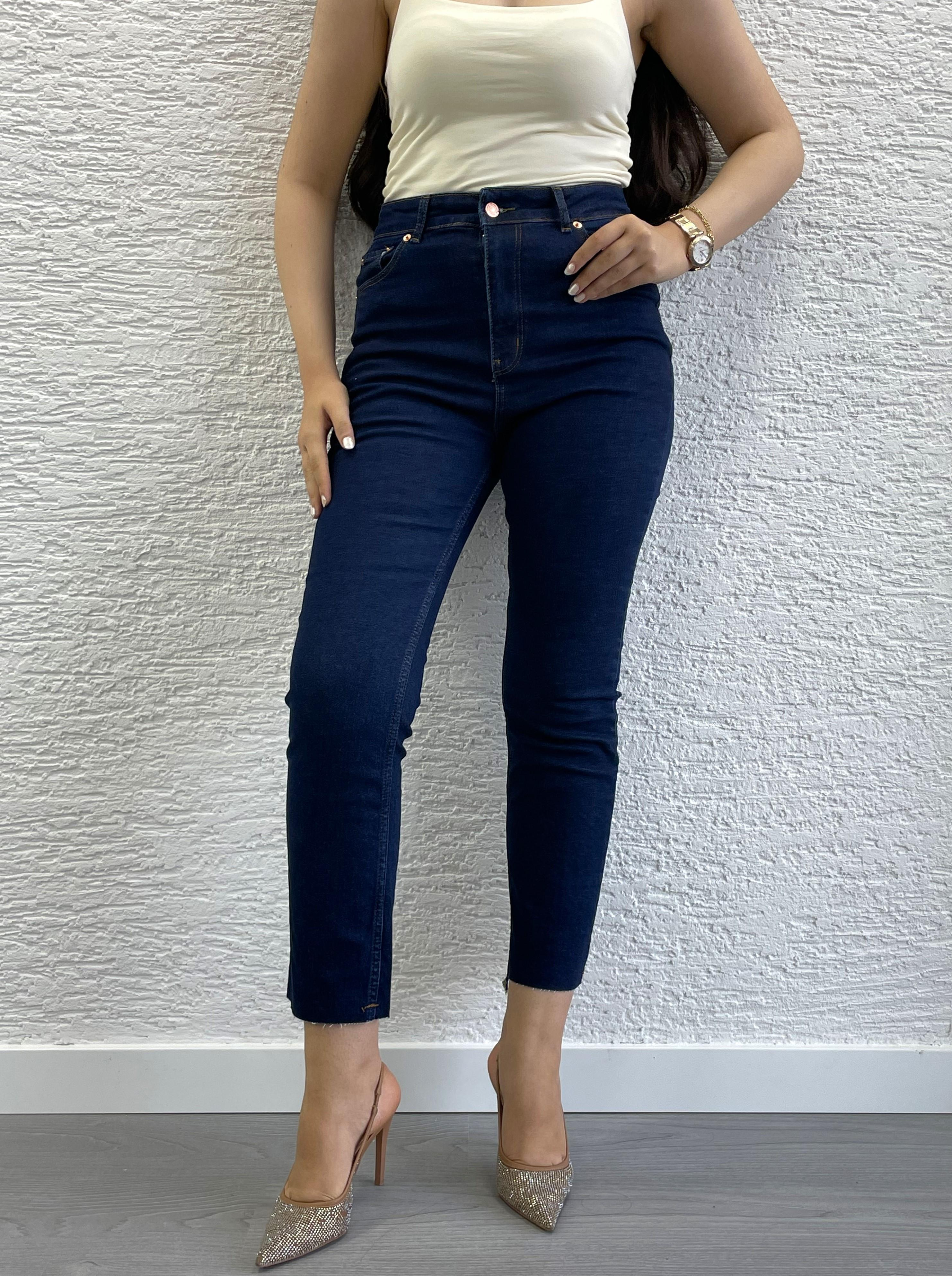 Koyu Mavi Boy Fit Kesim Jean Pantolon