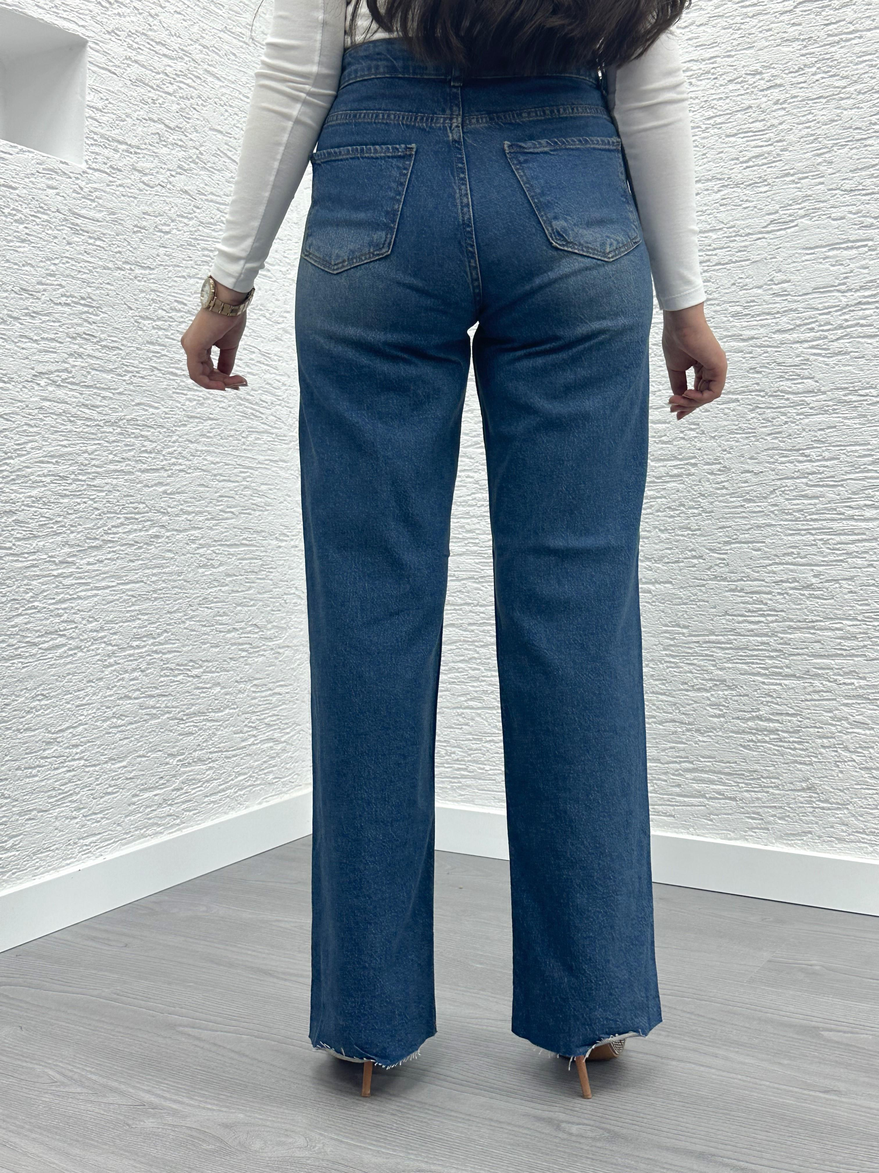 Koyu Mavi Straight Kesim Jean Pantolon