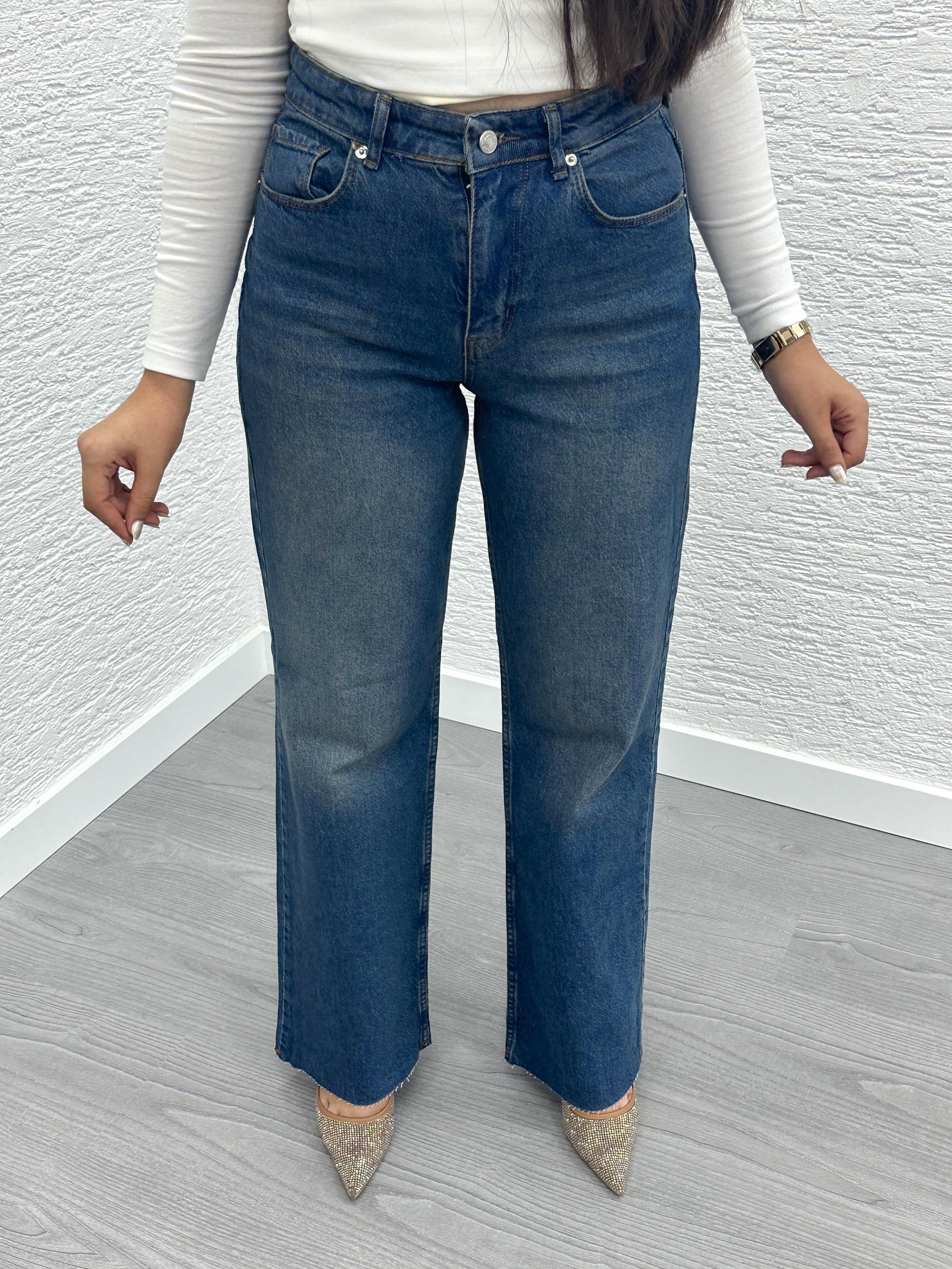 Koyu Mavi Straight Kesim Jean Pantolon