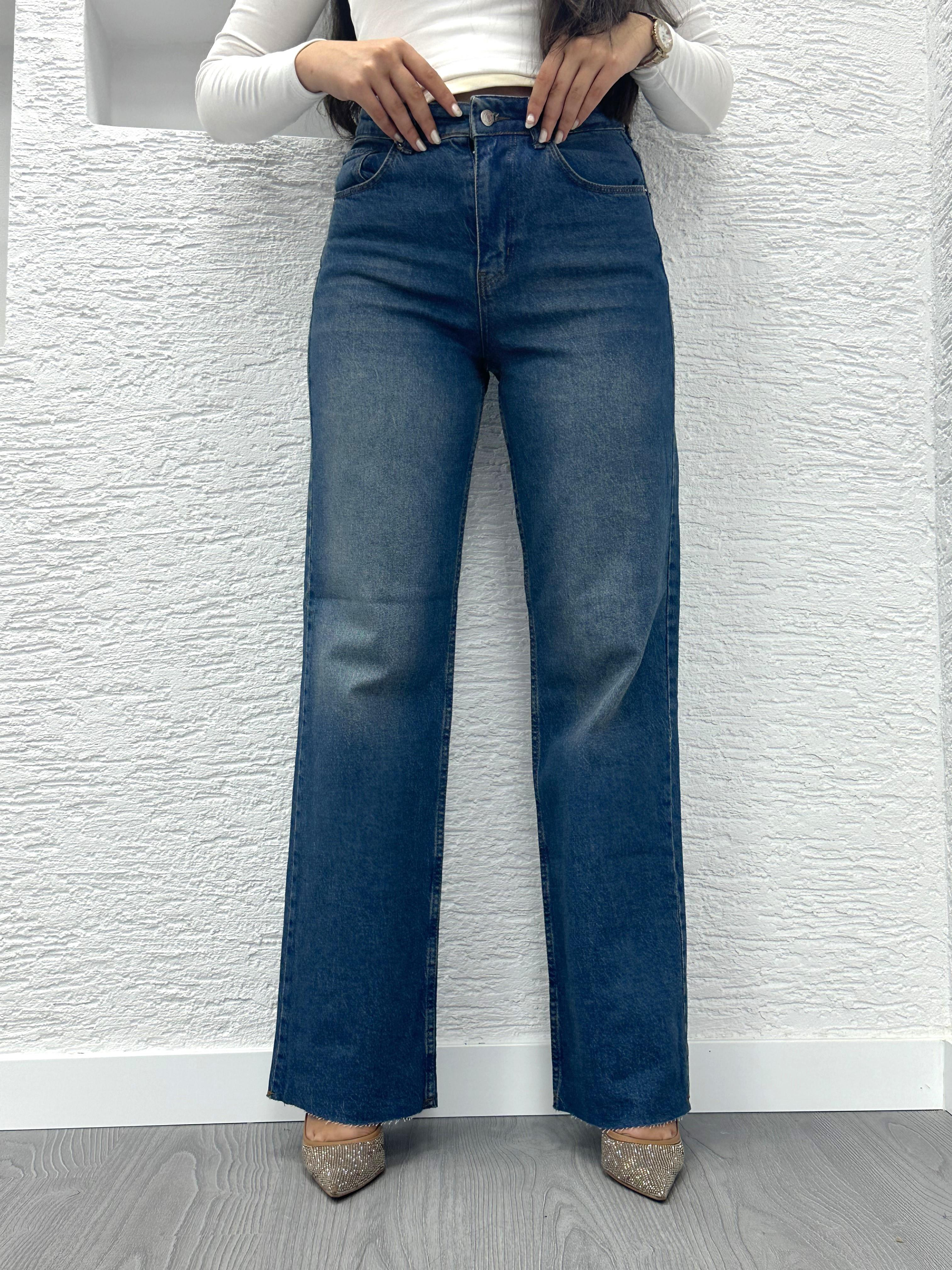 Koyu Mavi Straight Kesim Jean Pantolon