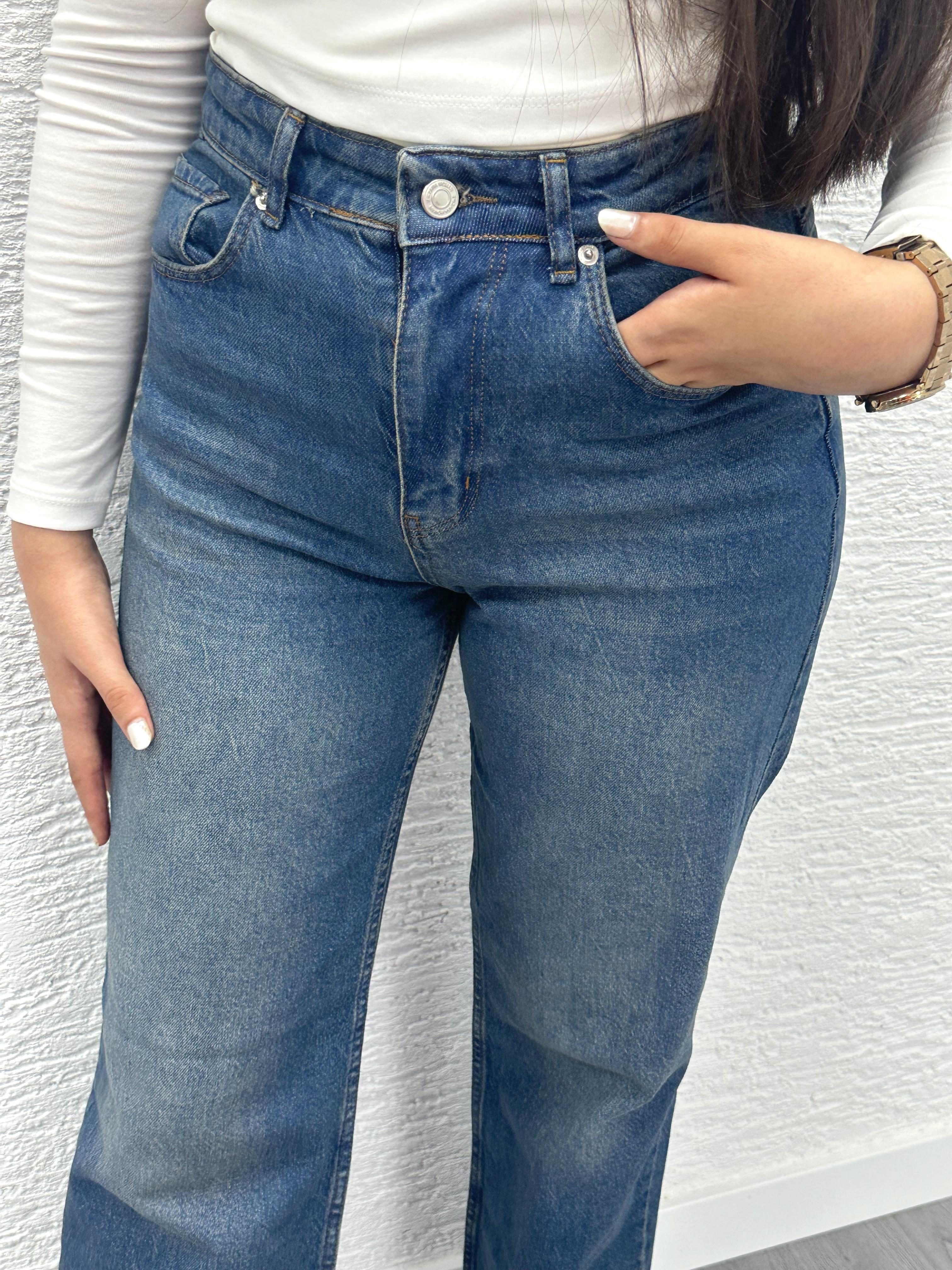 Koyu Mavi Straight Kesim Jean Pantolon