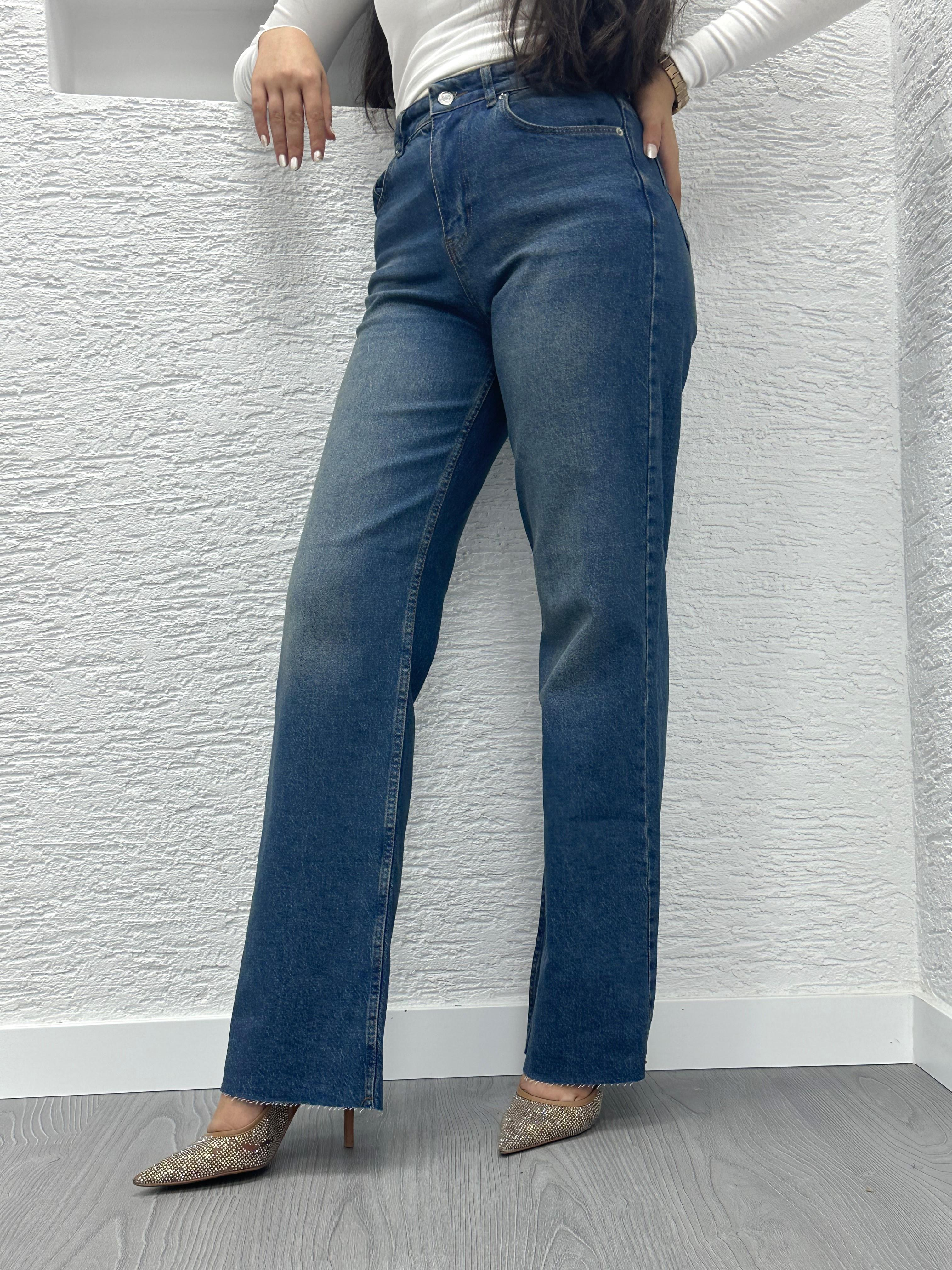 Koyu Mavi Straight Kesim Jean Pantolon