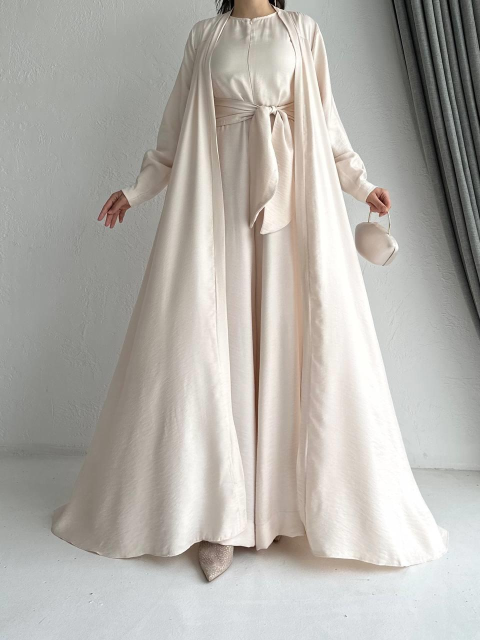 Krem Arya Tulum Abaya Takım 