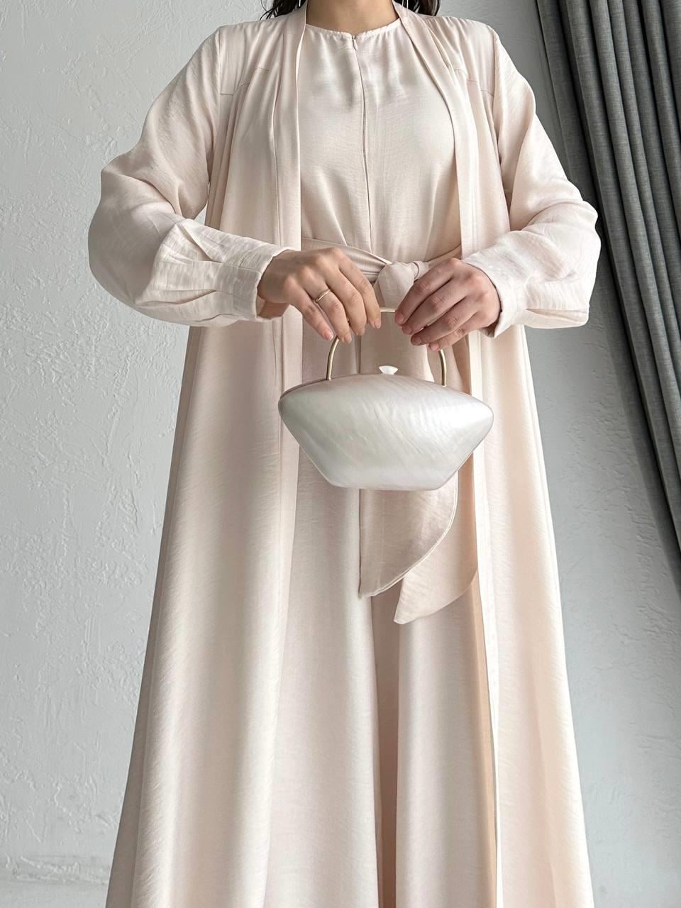 Krem Arya Tulum Abaya Takım 