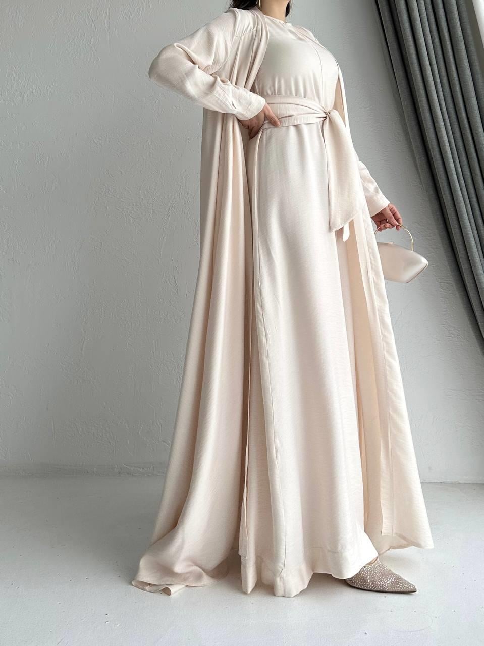 Krem Arya Tulum Abaya Takım 