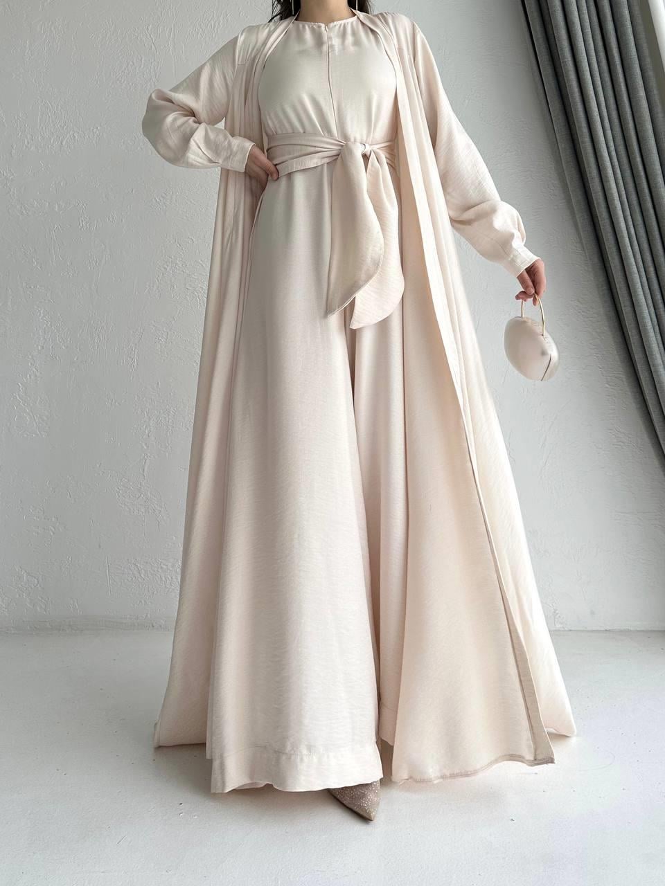 Krem Arya Tulum Abaya Takım 