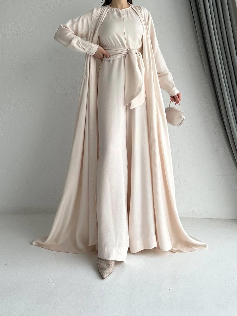 Krem Arya Tulum Abaya Takım 