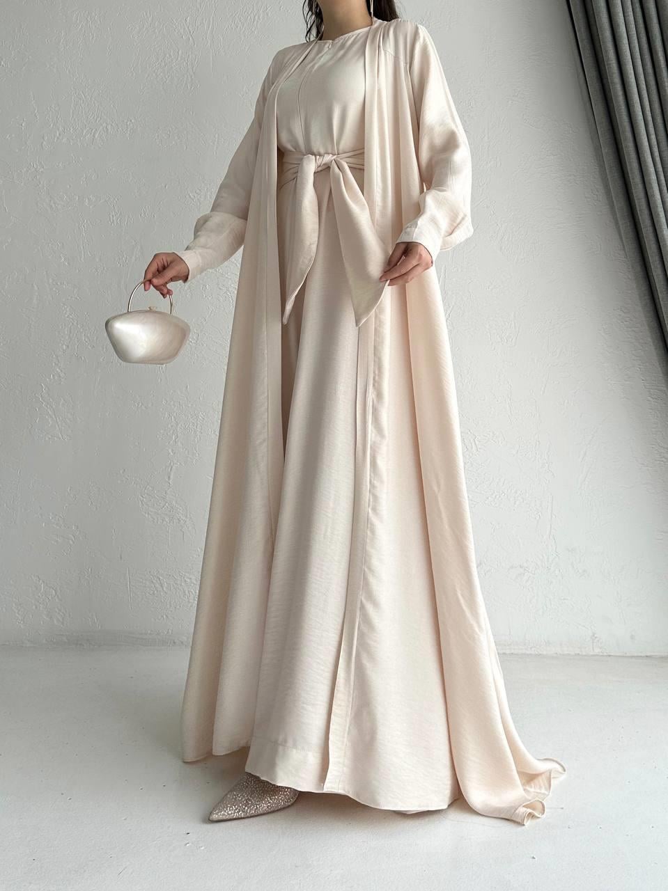 Krem Arya Tulum Abaya Takım 