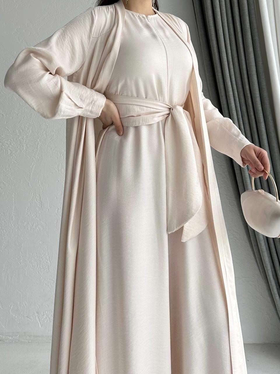Krem Arya Tulum Abaya Takım 