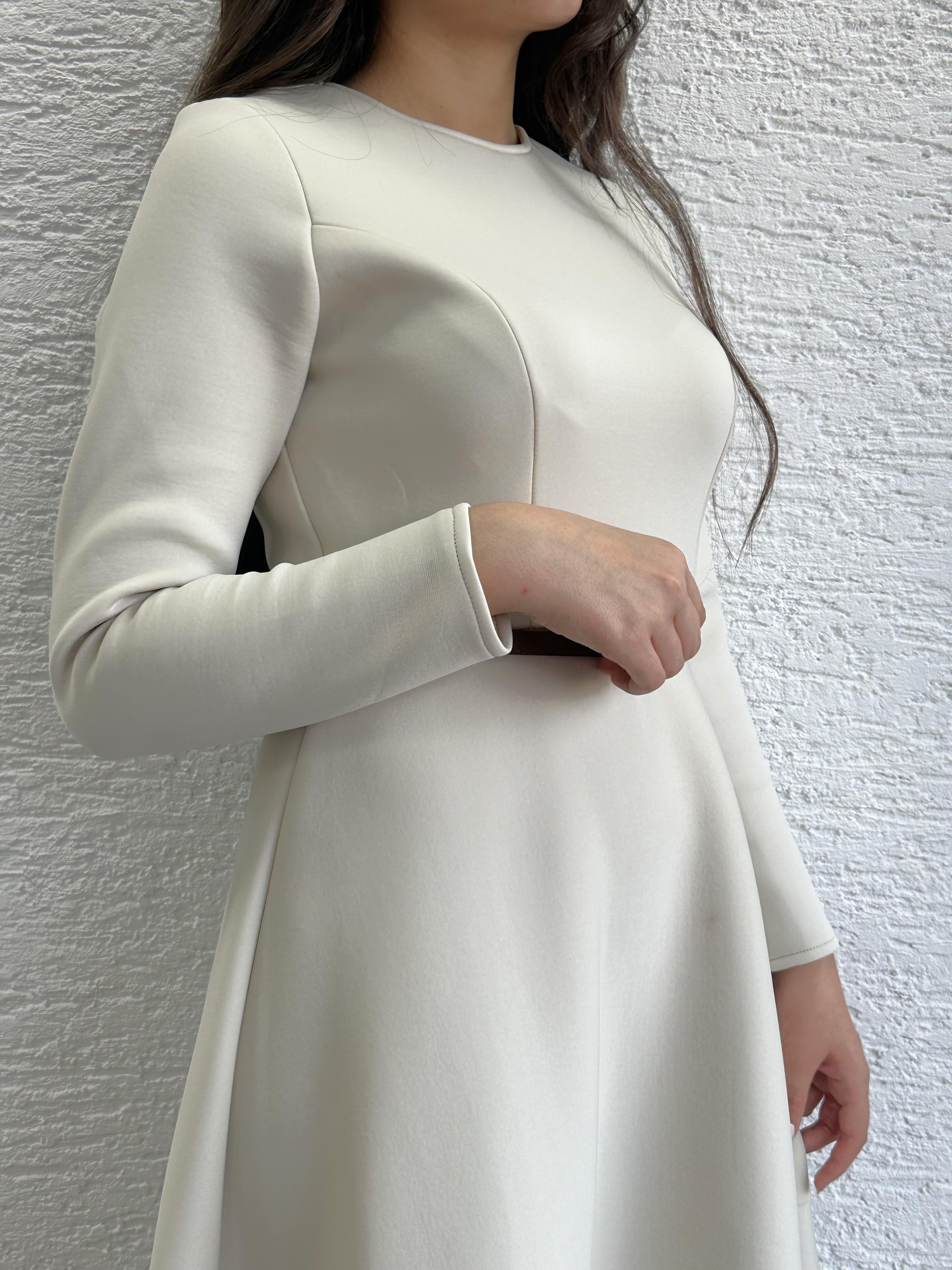 Krem Kemerli Lisa Elbise