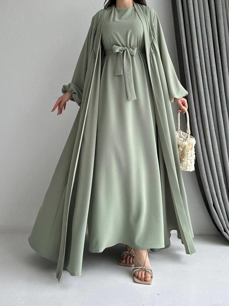 Küf Yeşili Naz Abaya Takım 