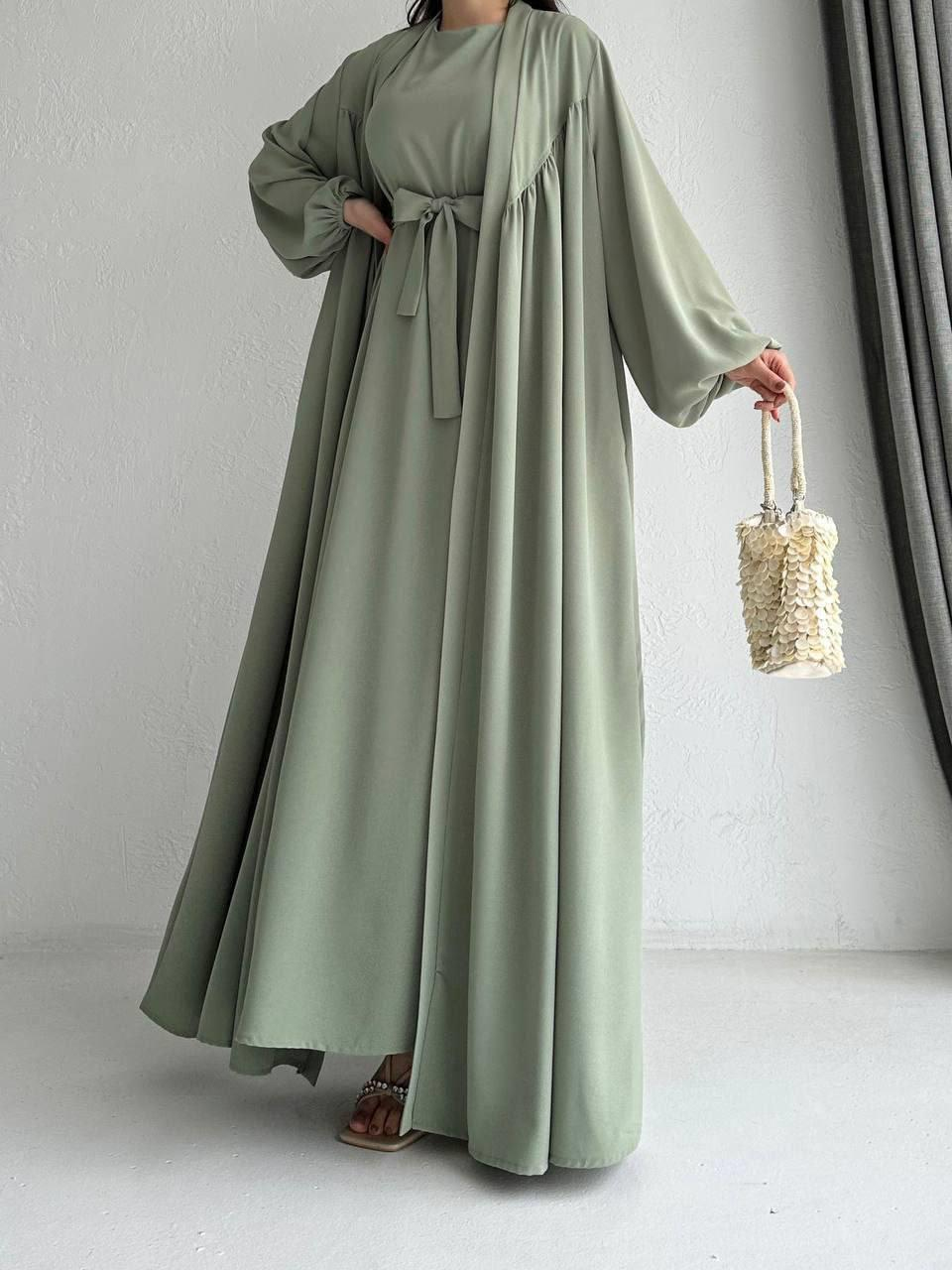 Küf Yeşili Naz Abaya Takım 