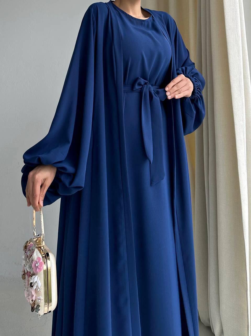 Laci Yanları Büzgülü Abaya Takım