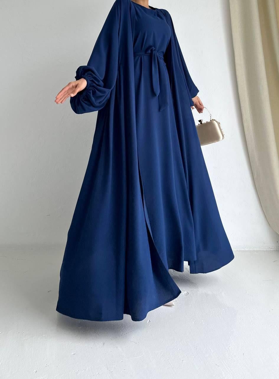 Laci Yanları Büzgülü Abaya Takım