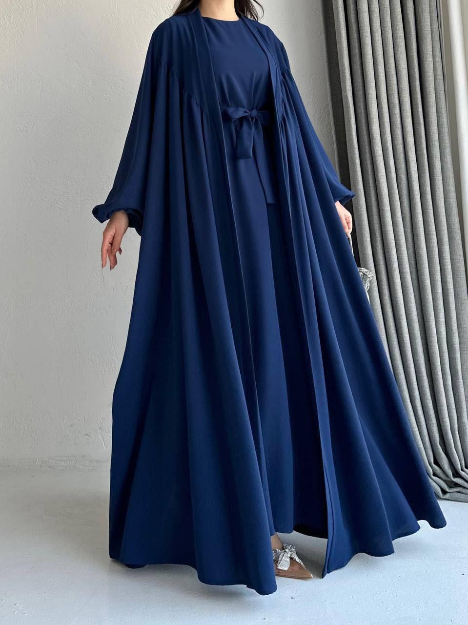 Lacivert Naz Abaya Takım 