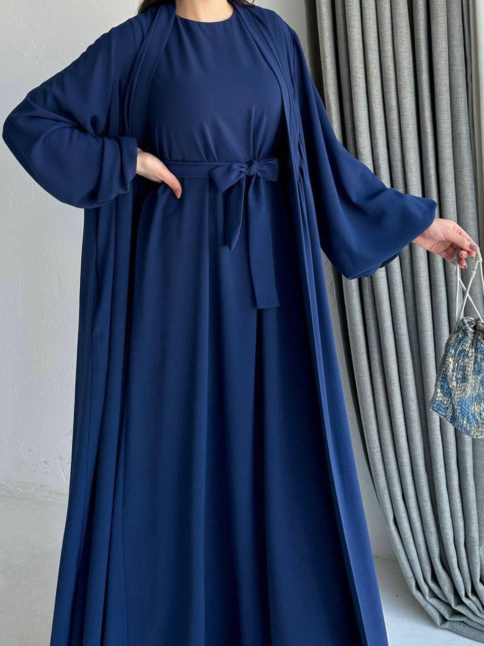 Lacivert Naz Abaya Takım 