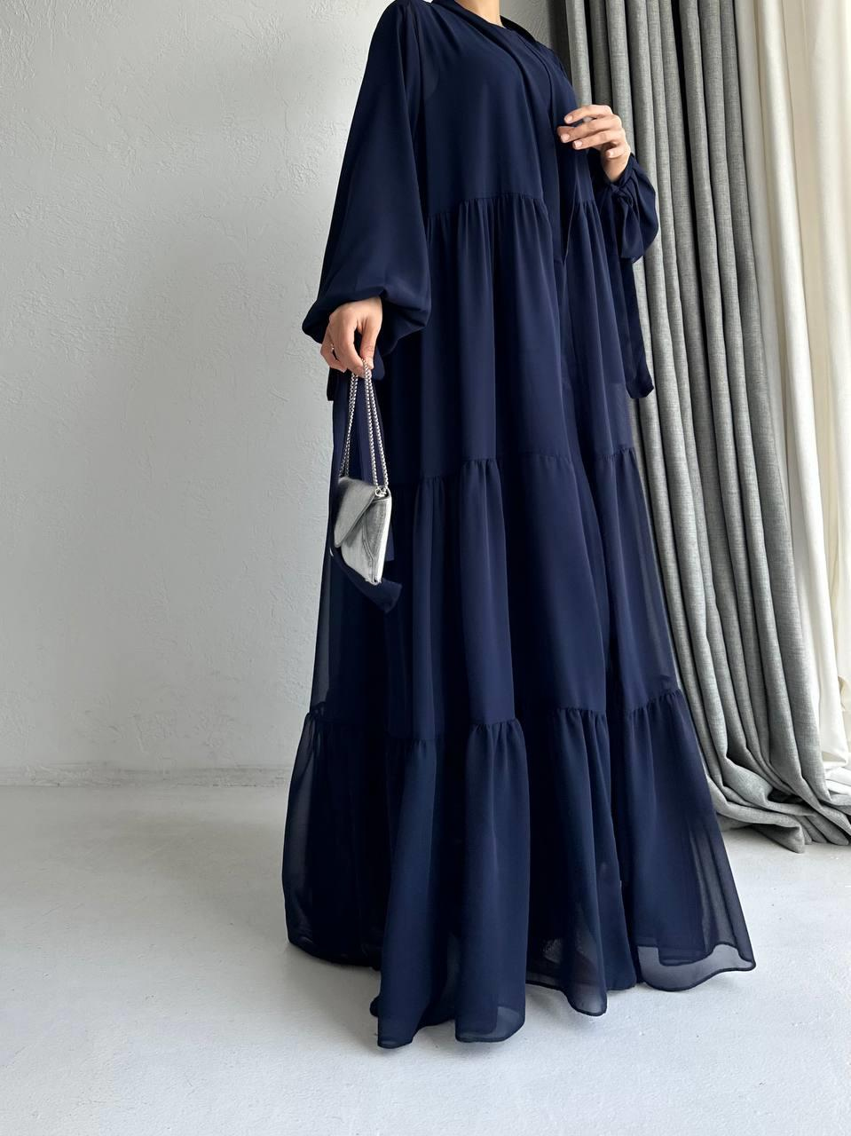 Lacivert Selin Abaya Takım 