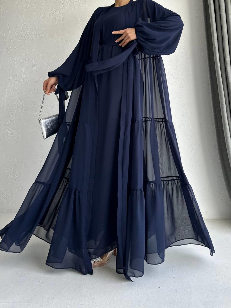 Lacivert Selin Abaya Takım 