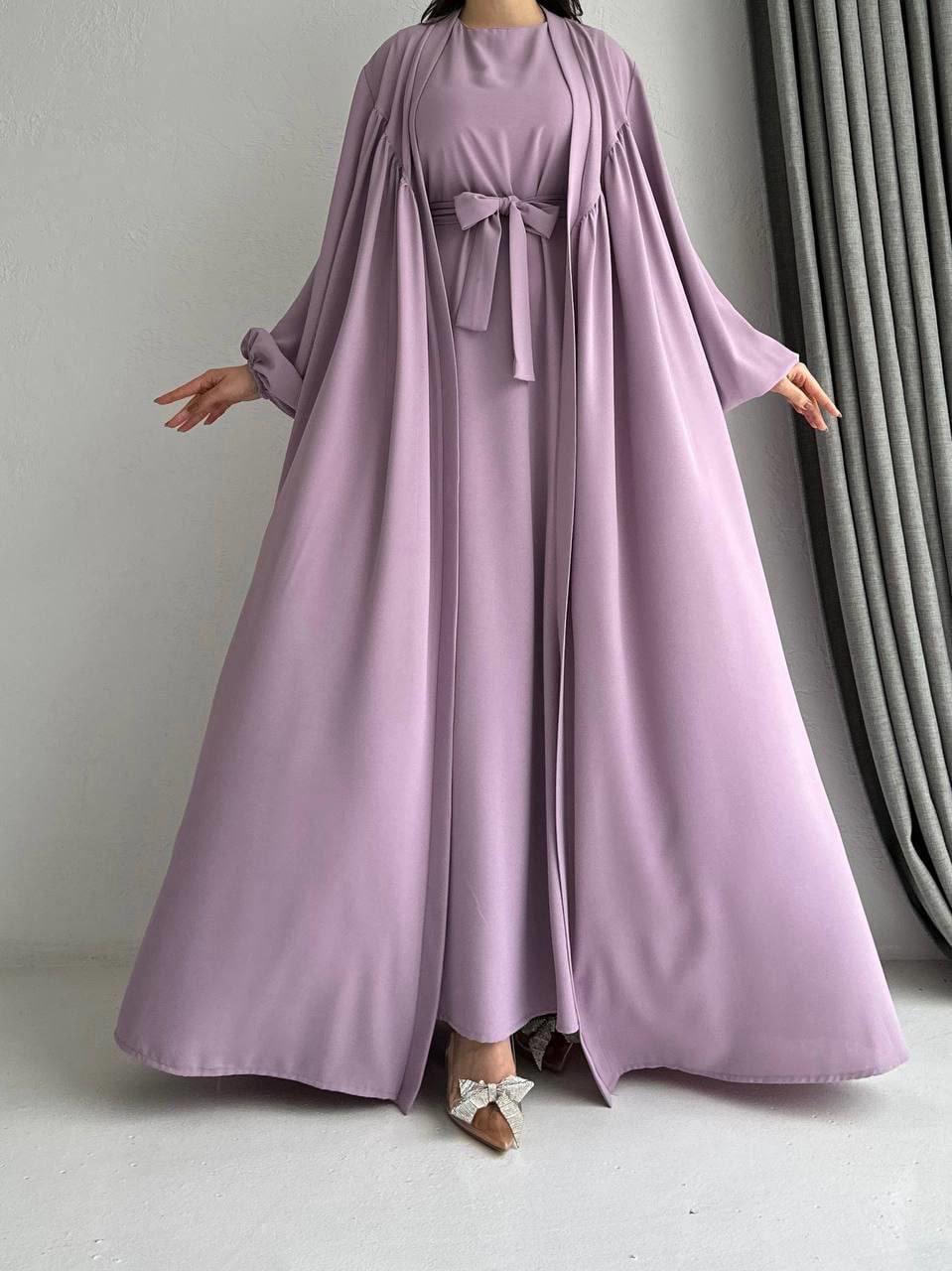 Lila Alya Abaya Takım 