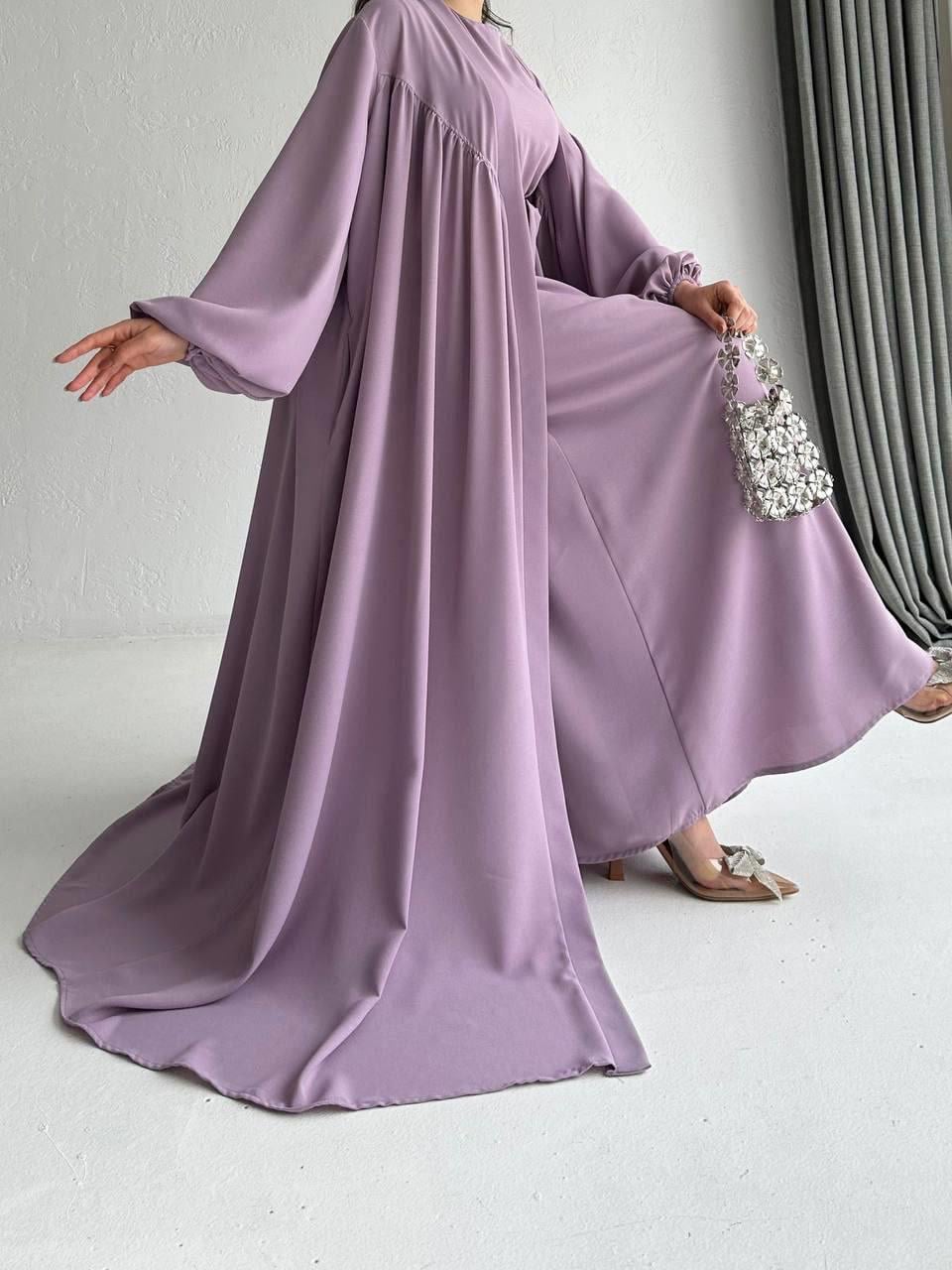 Lila Alya Abaya Takım 