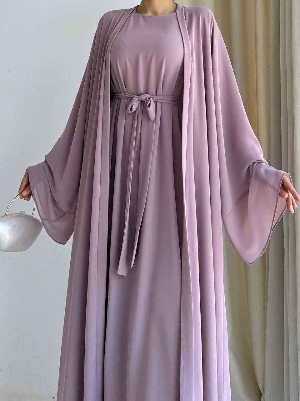 Lila Anna Şifon Abaya Takım