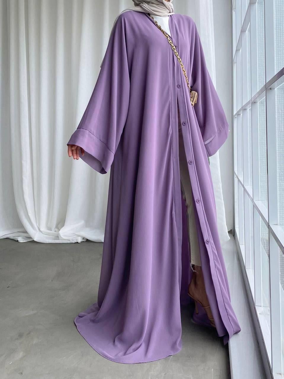Lila Seren Şifon Abaya