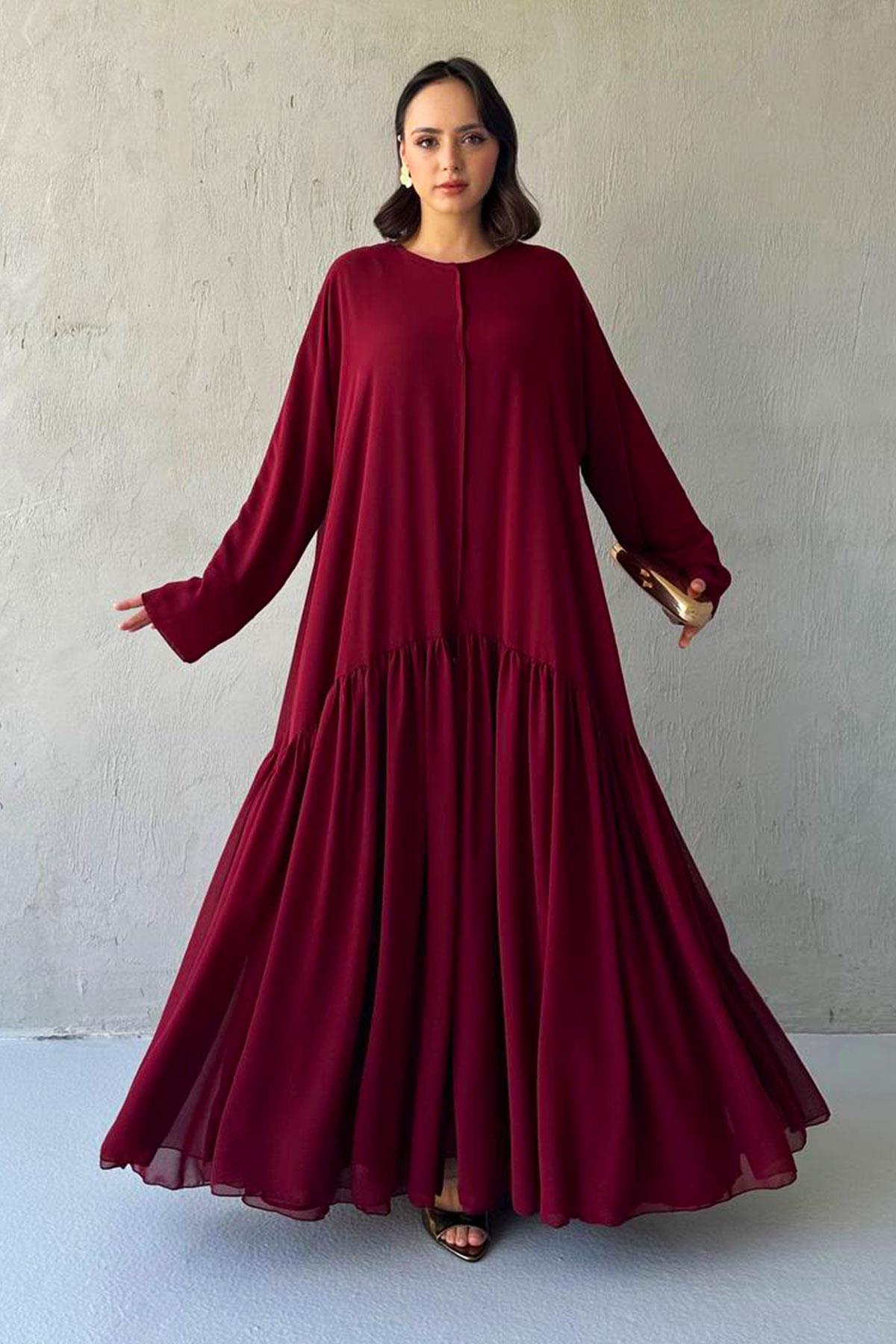 Liva Şifon Abaya -Bordo