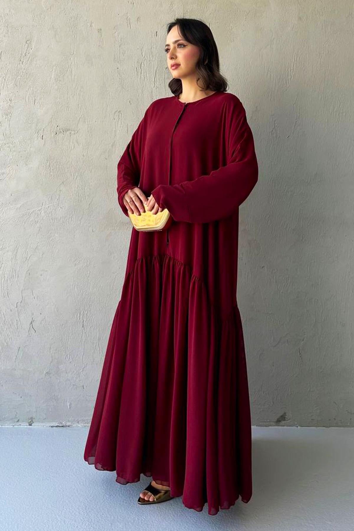 Liva Şifon Abaya -Bordo