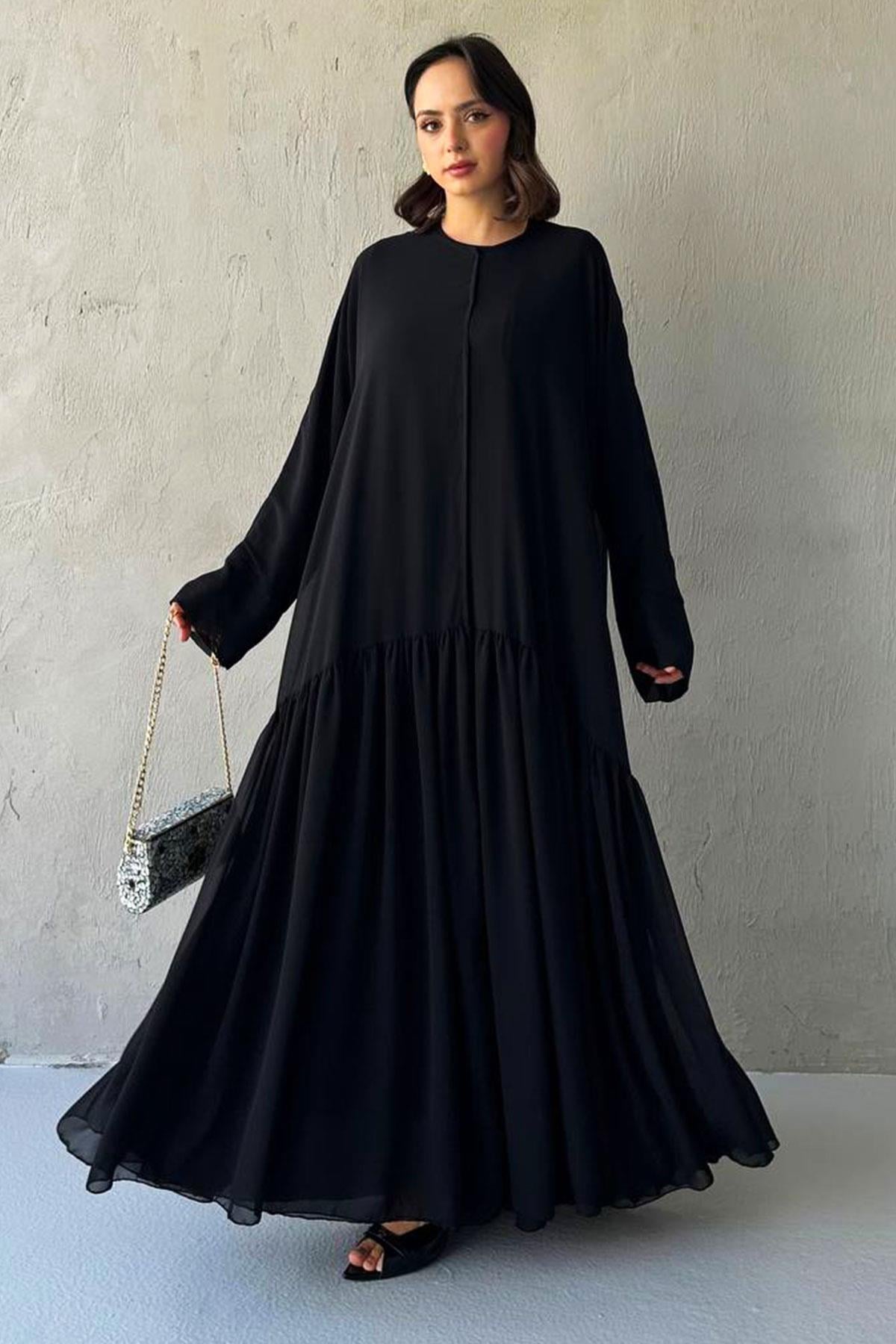 Liva Şifon Abaya -Siyah