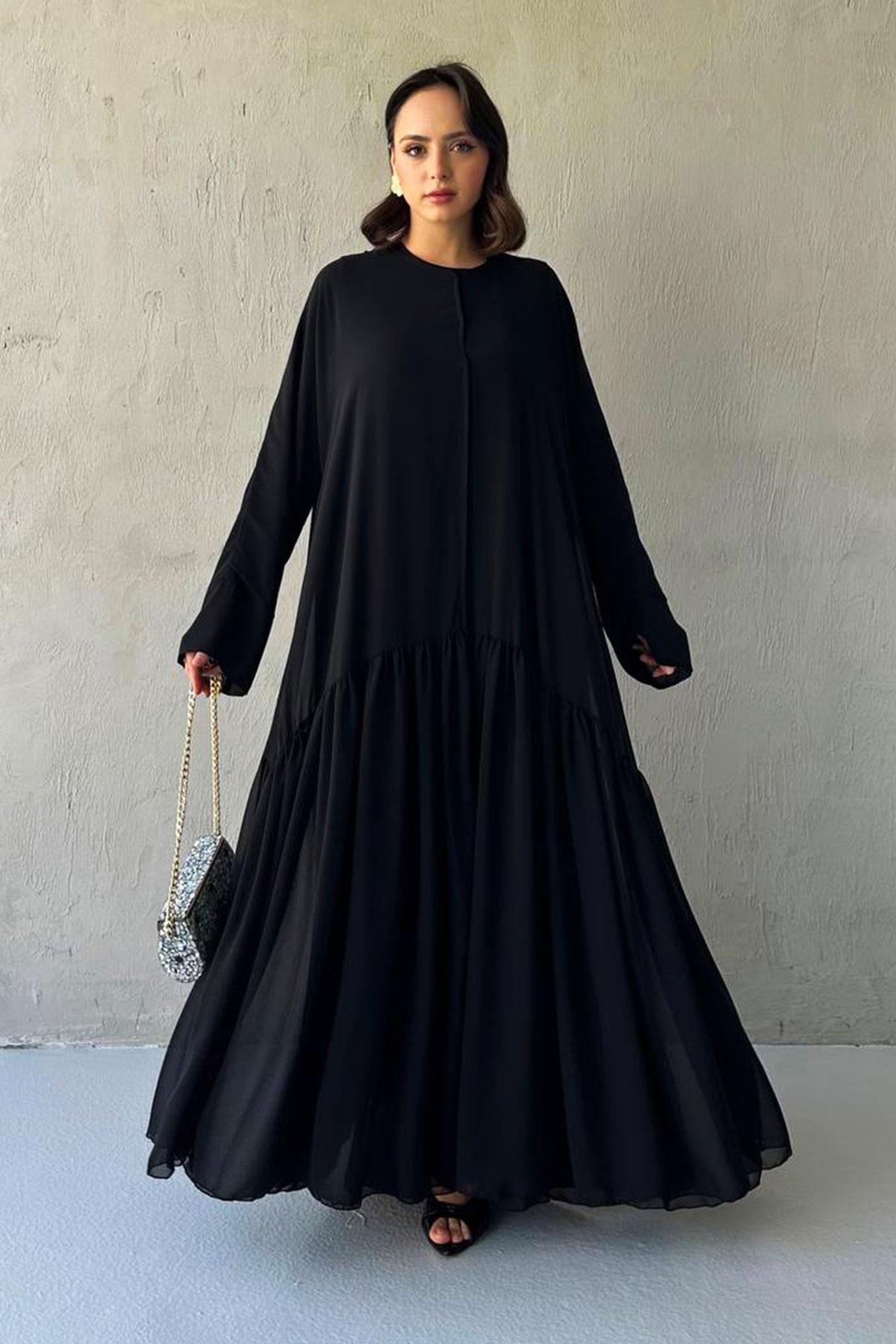 Liva Şifon Abaya -Siyah