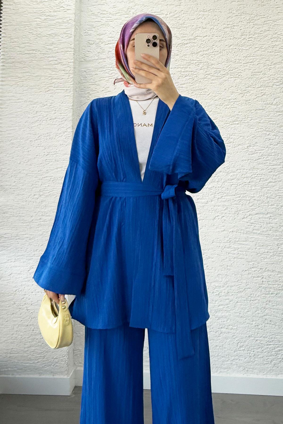 Nihan Kimono Pantolon Takım-Saks