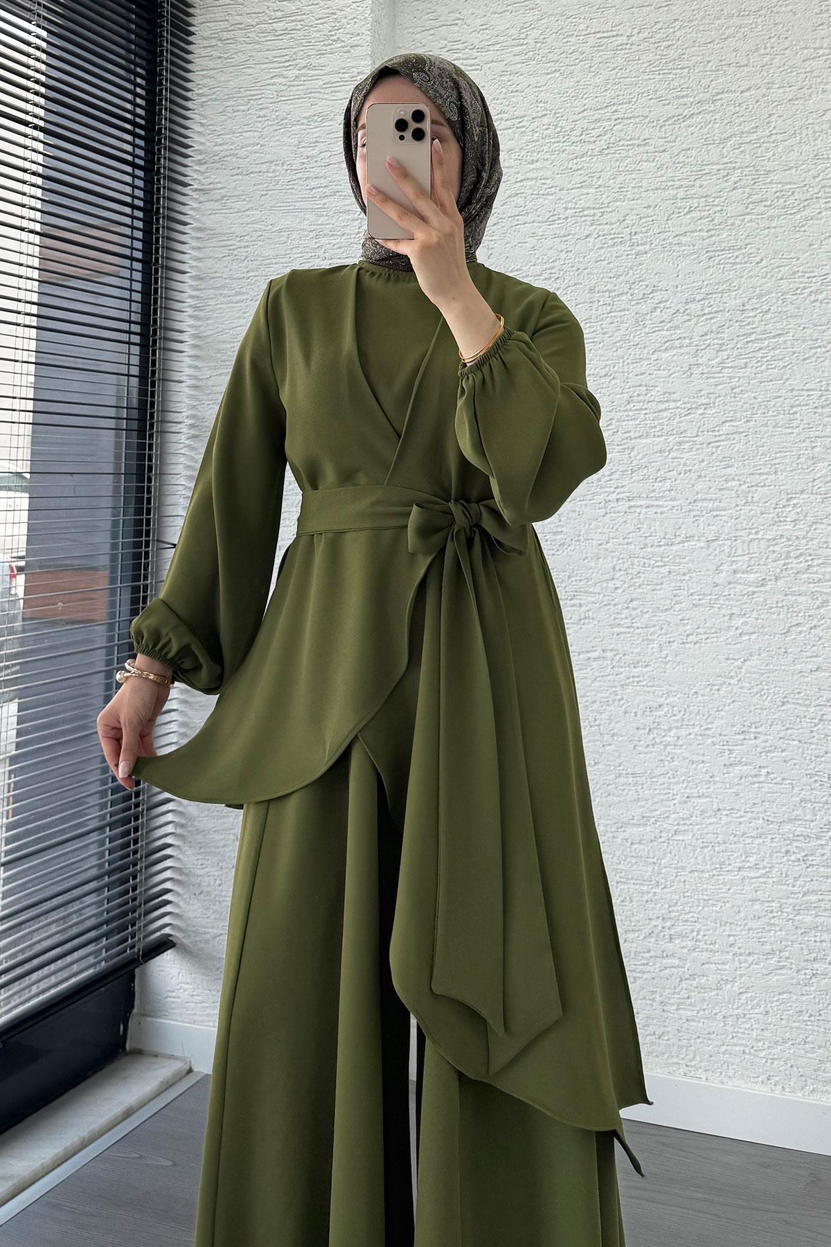 Nora Asimetrik Pantolonlu Takım – Haki