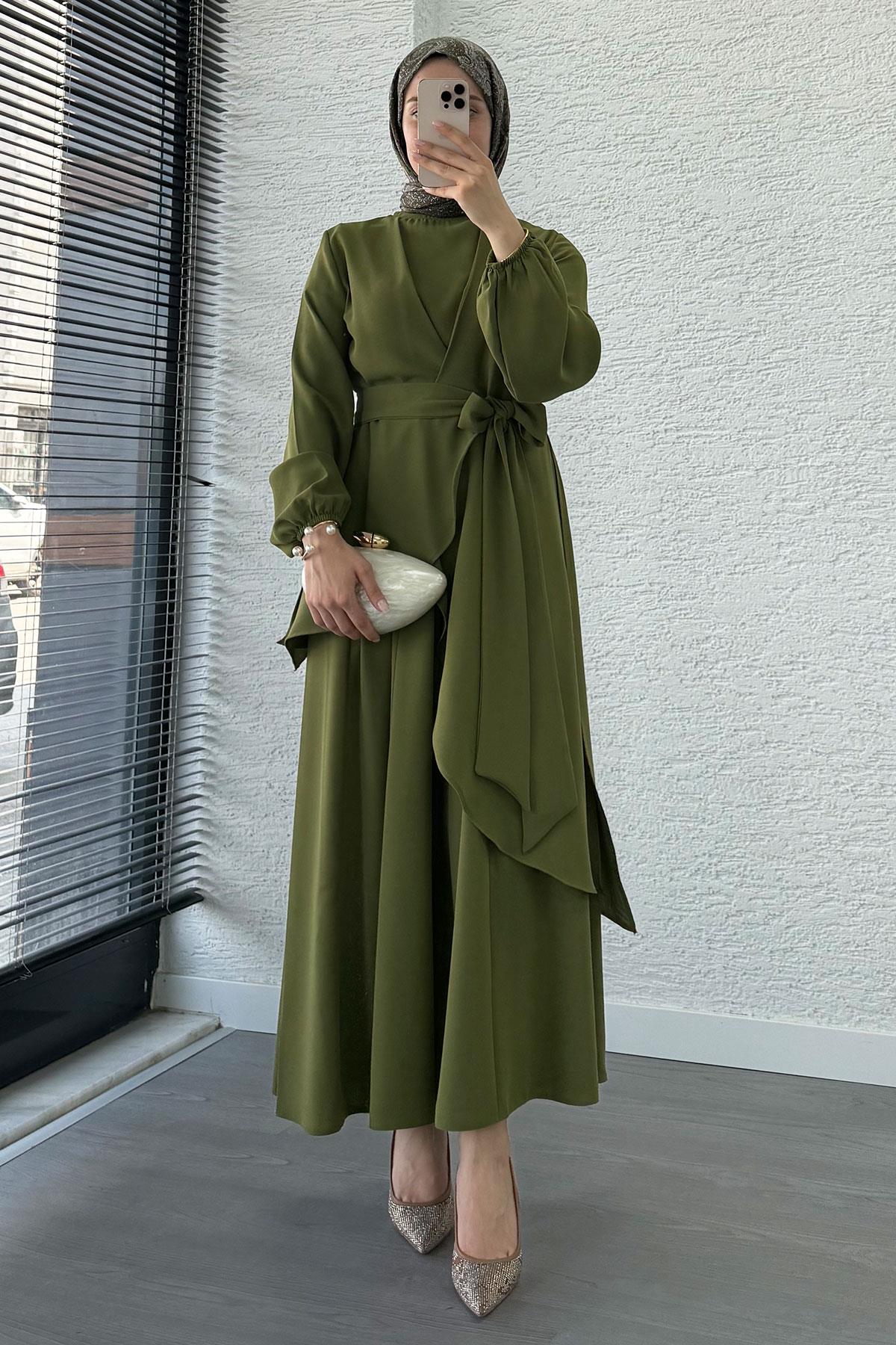 Nora Asimetrik Pantolonlu Takım – Haki