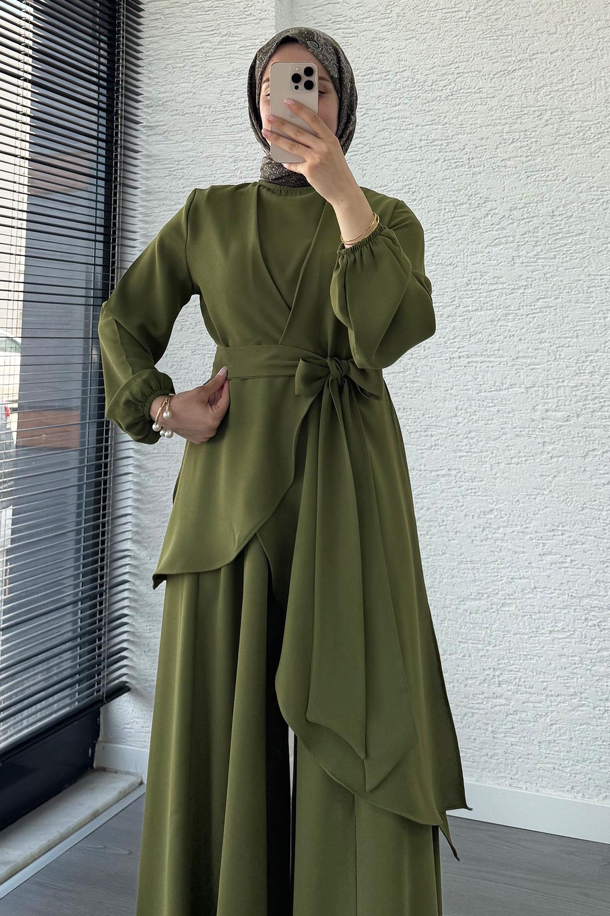 Nora Asimetrik Pantolonlu Takım – Haki