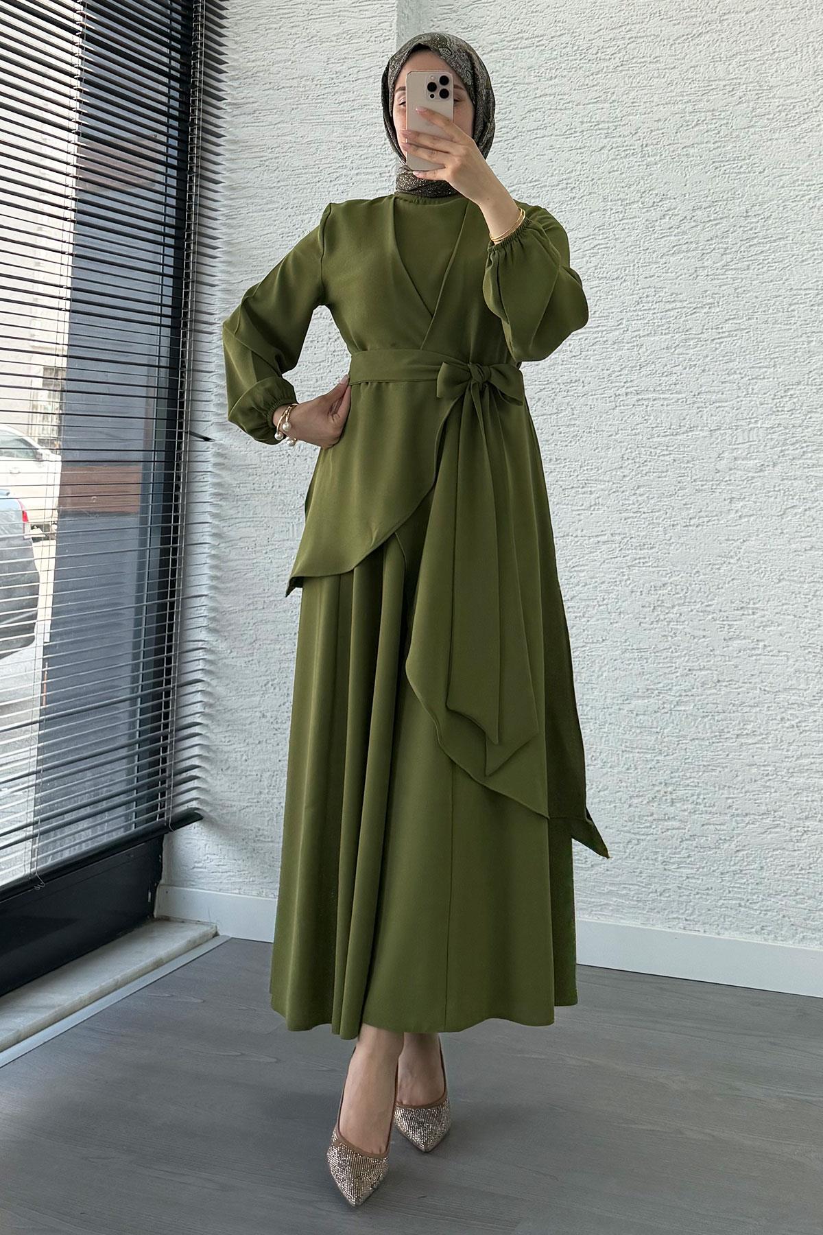 Nora Asimetrik Pantolonlu Takım – Haki