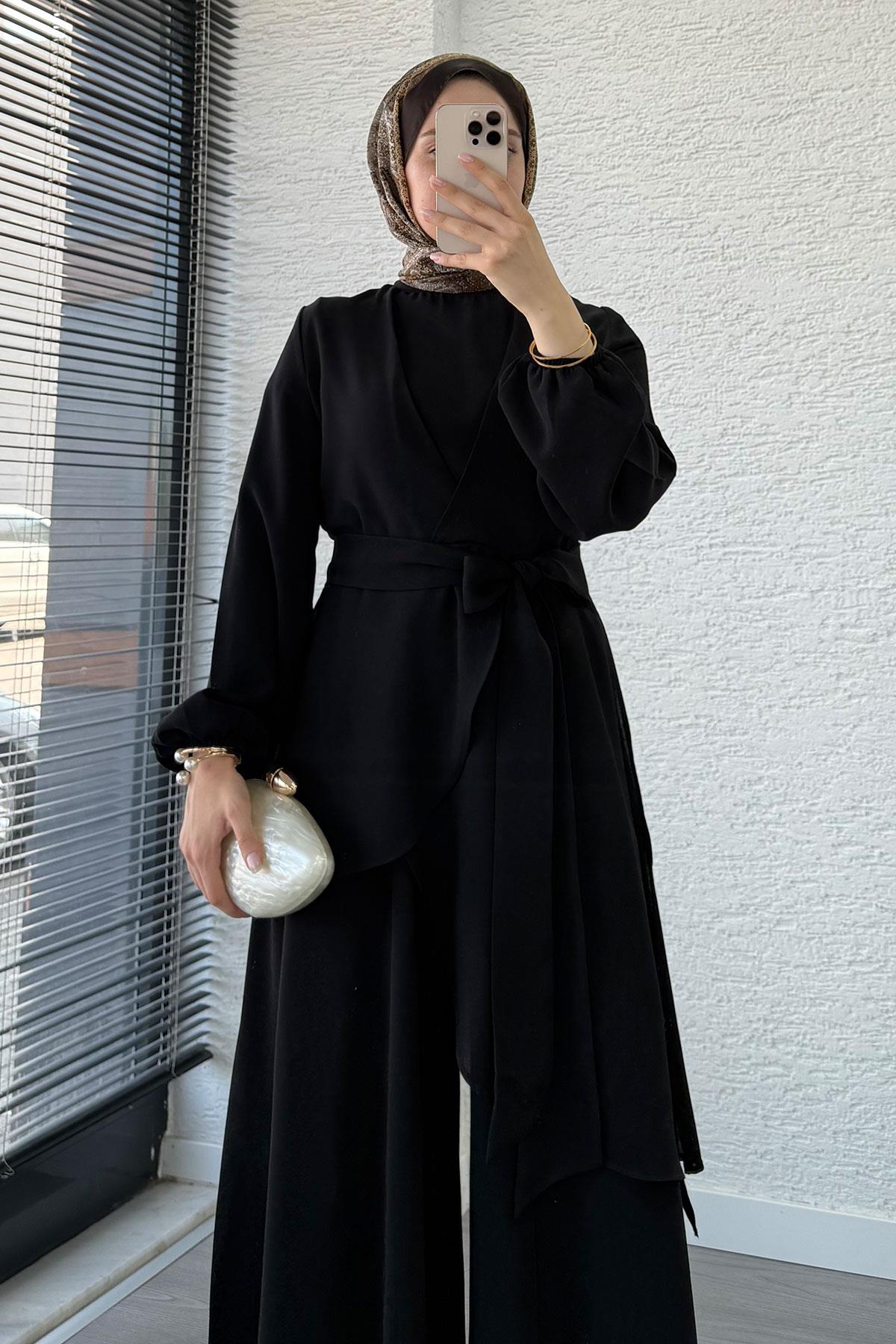Nora Asimetrik Pantolonlu Takım – Siyah
