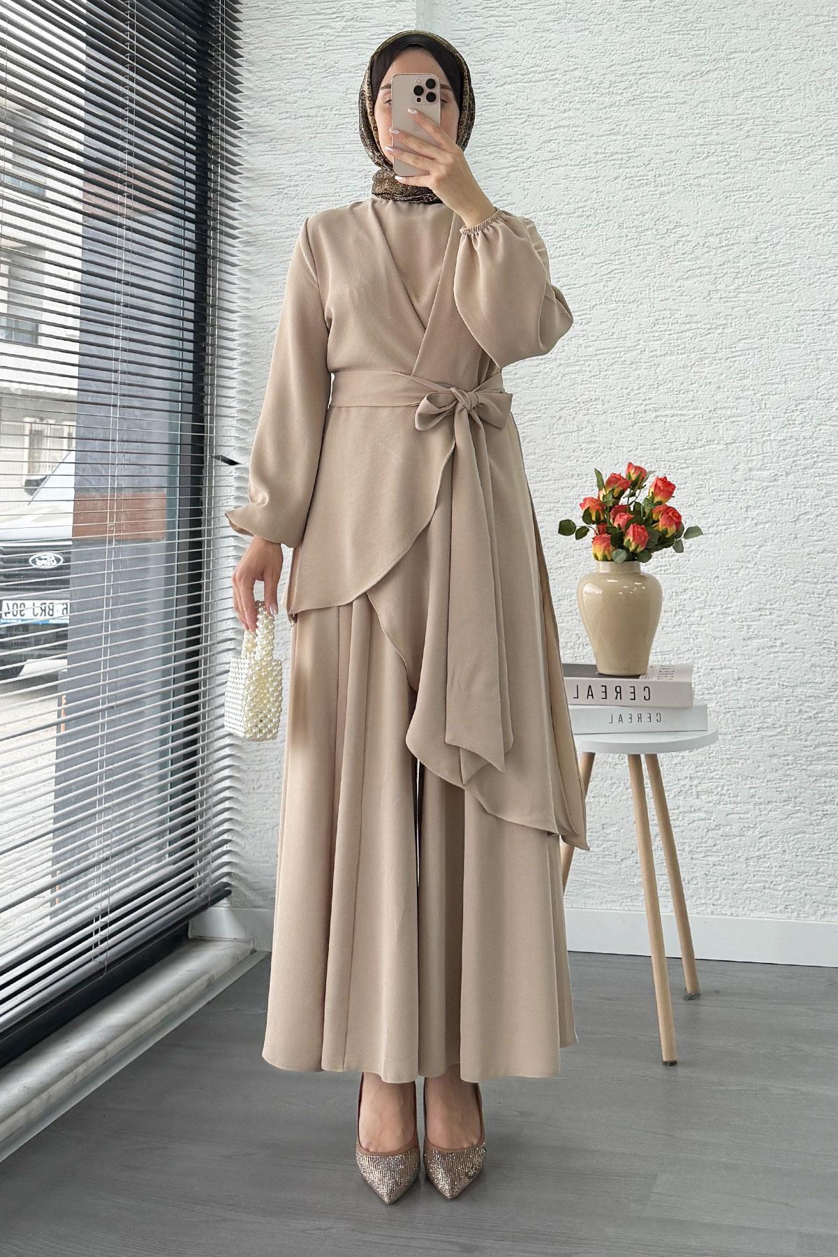 Nora Asimetrik Pantolonlu Takım – Taş