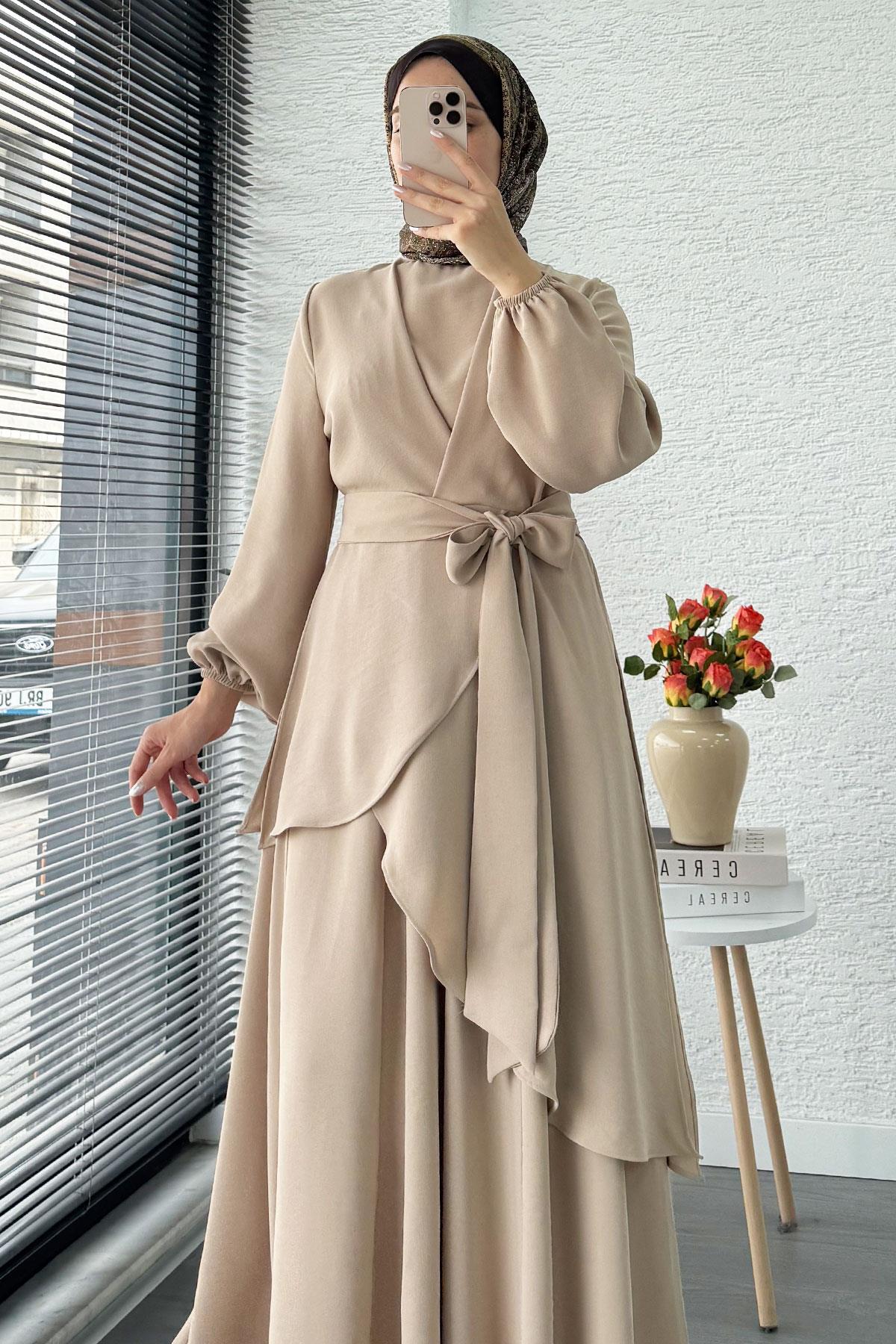 Nora Asimetrik Pantolonlu Takım – Taş