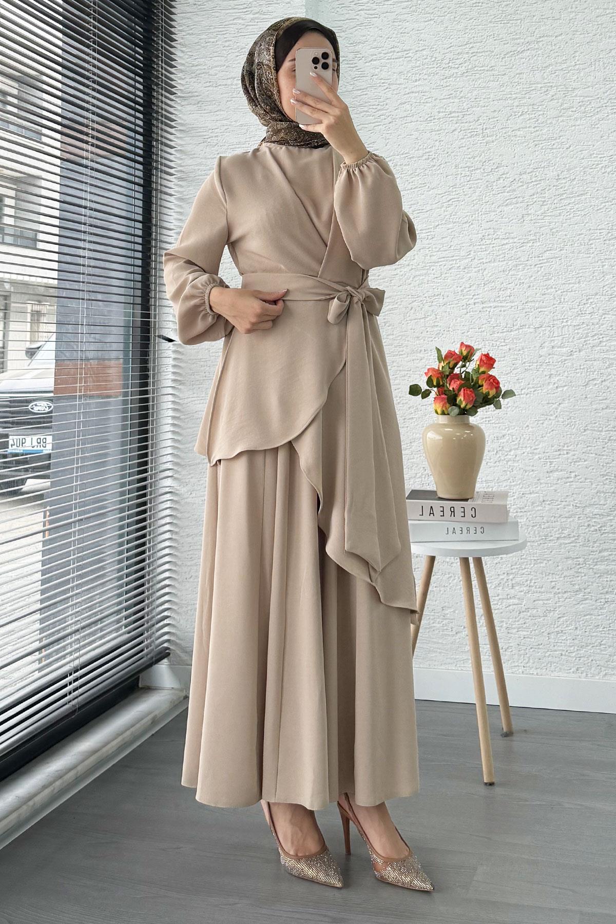 Nora Asimetrik Pantolonlu Takım – Taş