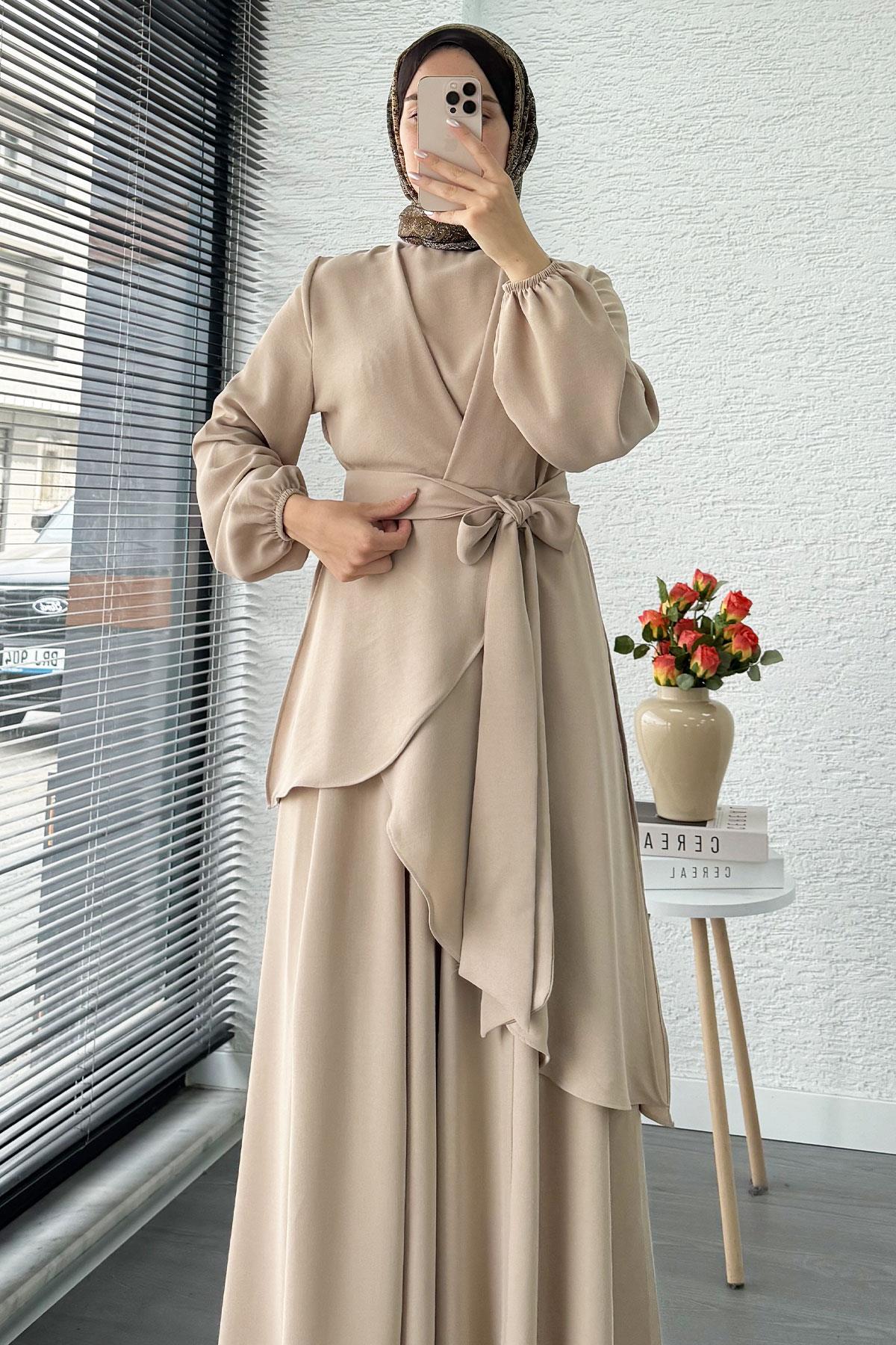Nora Asimetrik Pantolonlu Takım – Taş