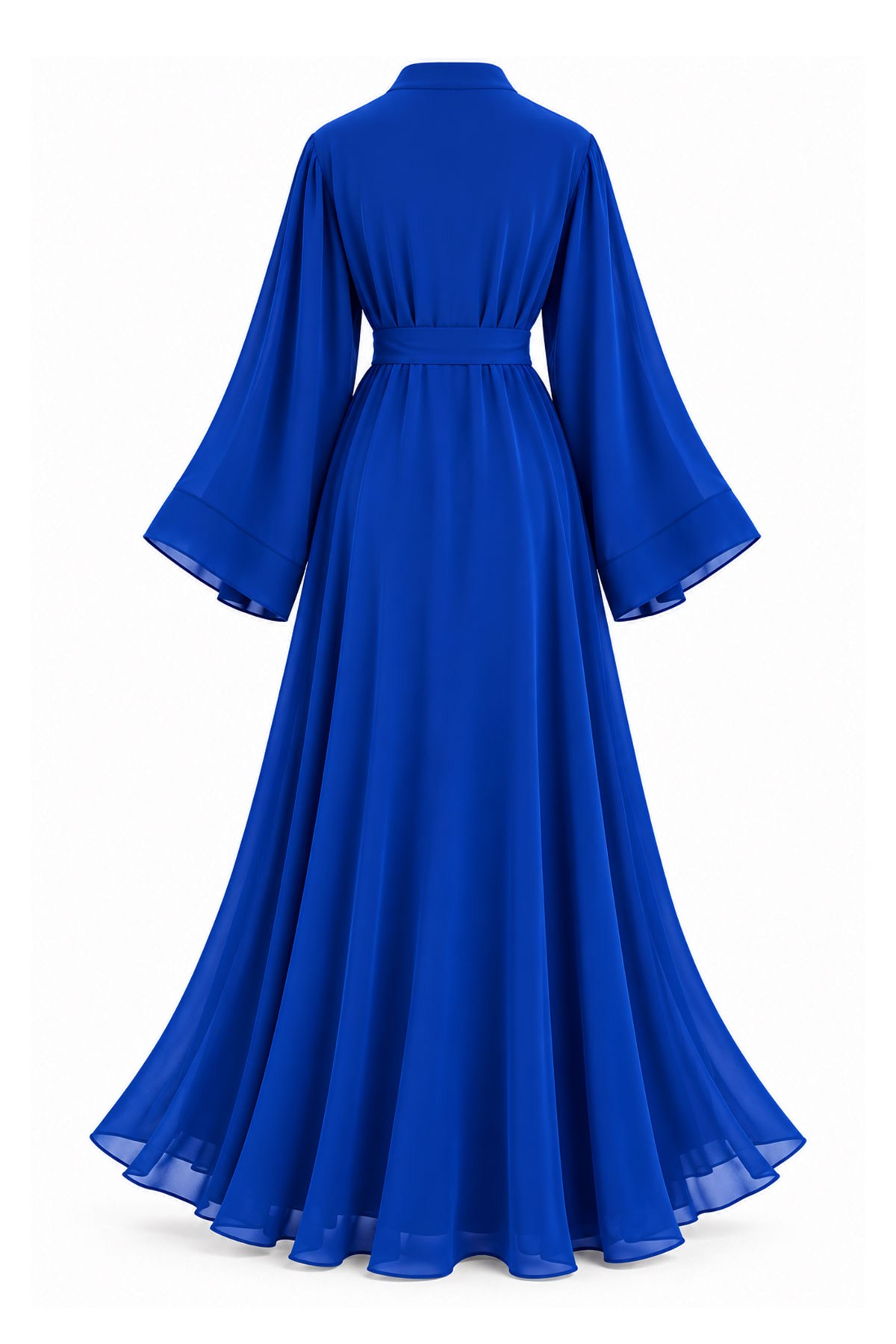 Önden Çıtçıt Detay Çift Kat Şifon Abaya - Saks