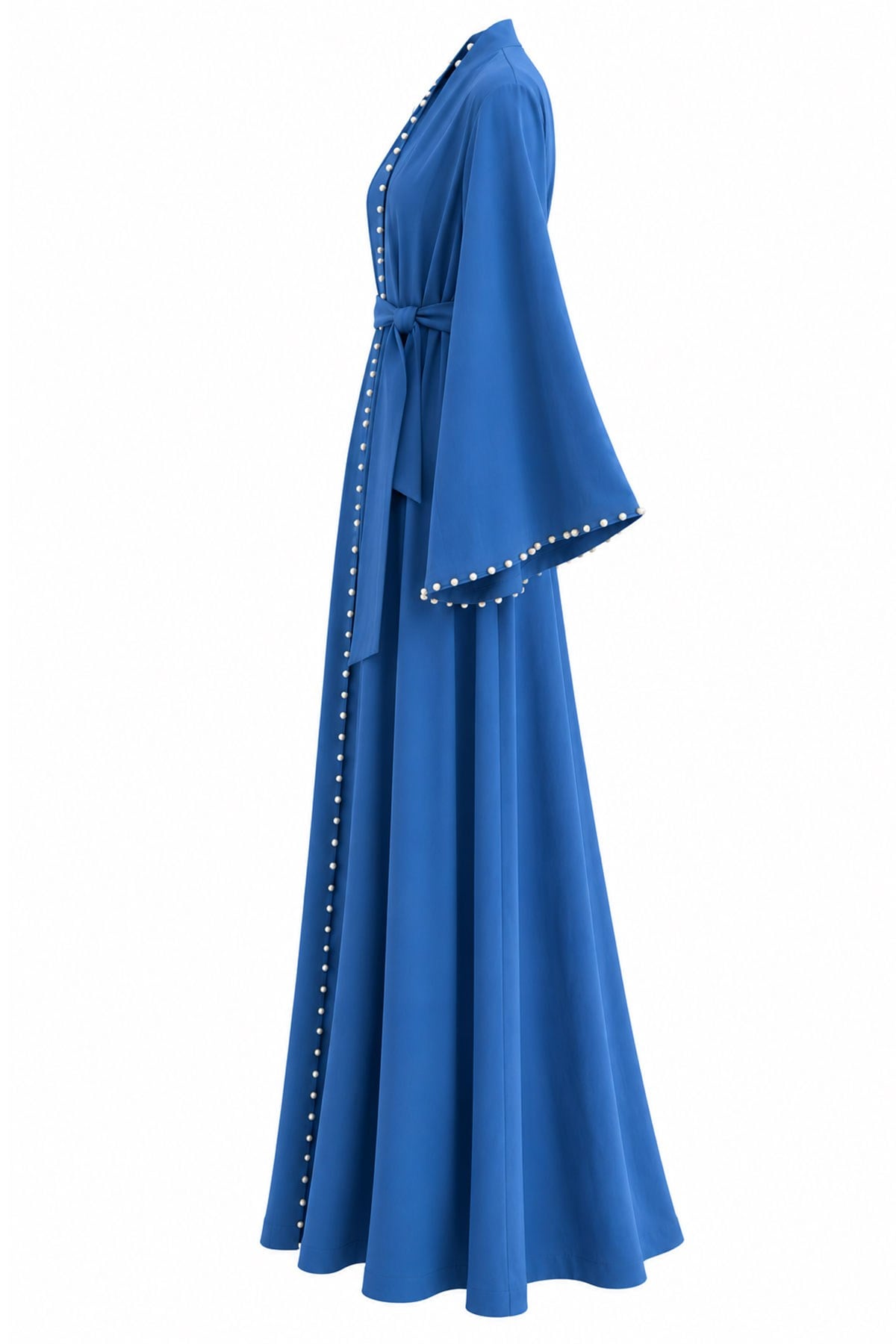 Önden Ve Kolları İnci Detaylı Abaya - Saks