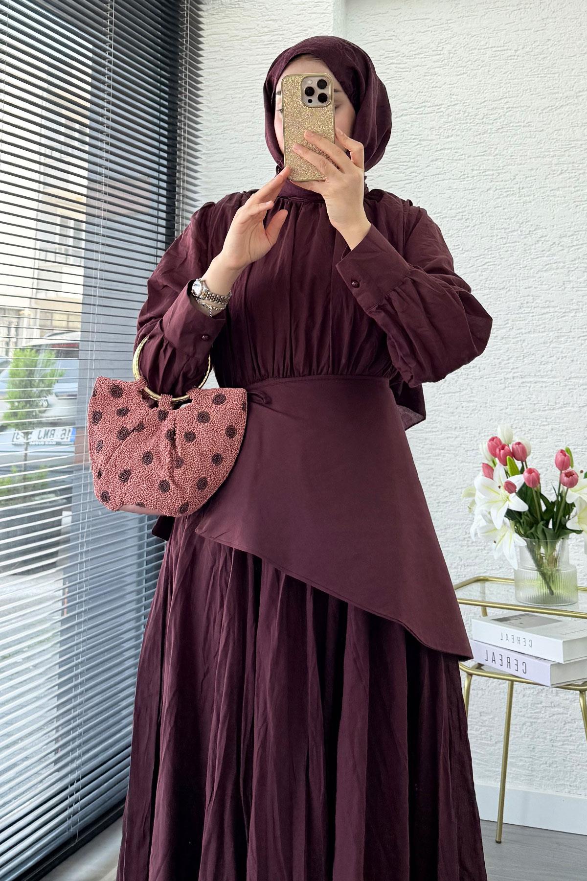 Pelerin Kemer Vual Crush Elbise - Bordo