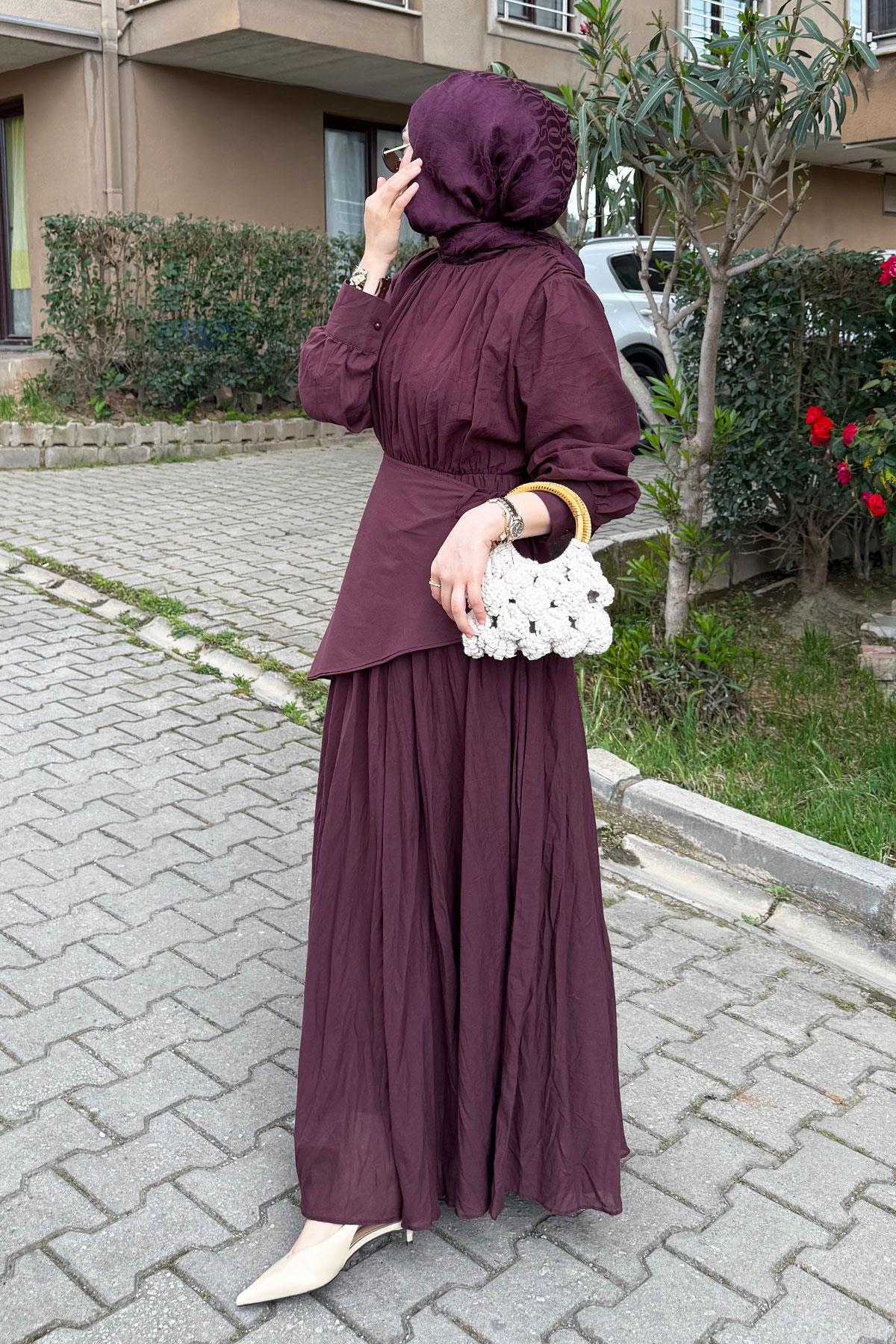 Pelerin Kemer Vual Crush Elbise - Bordo