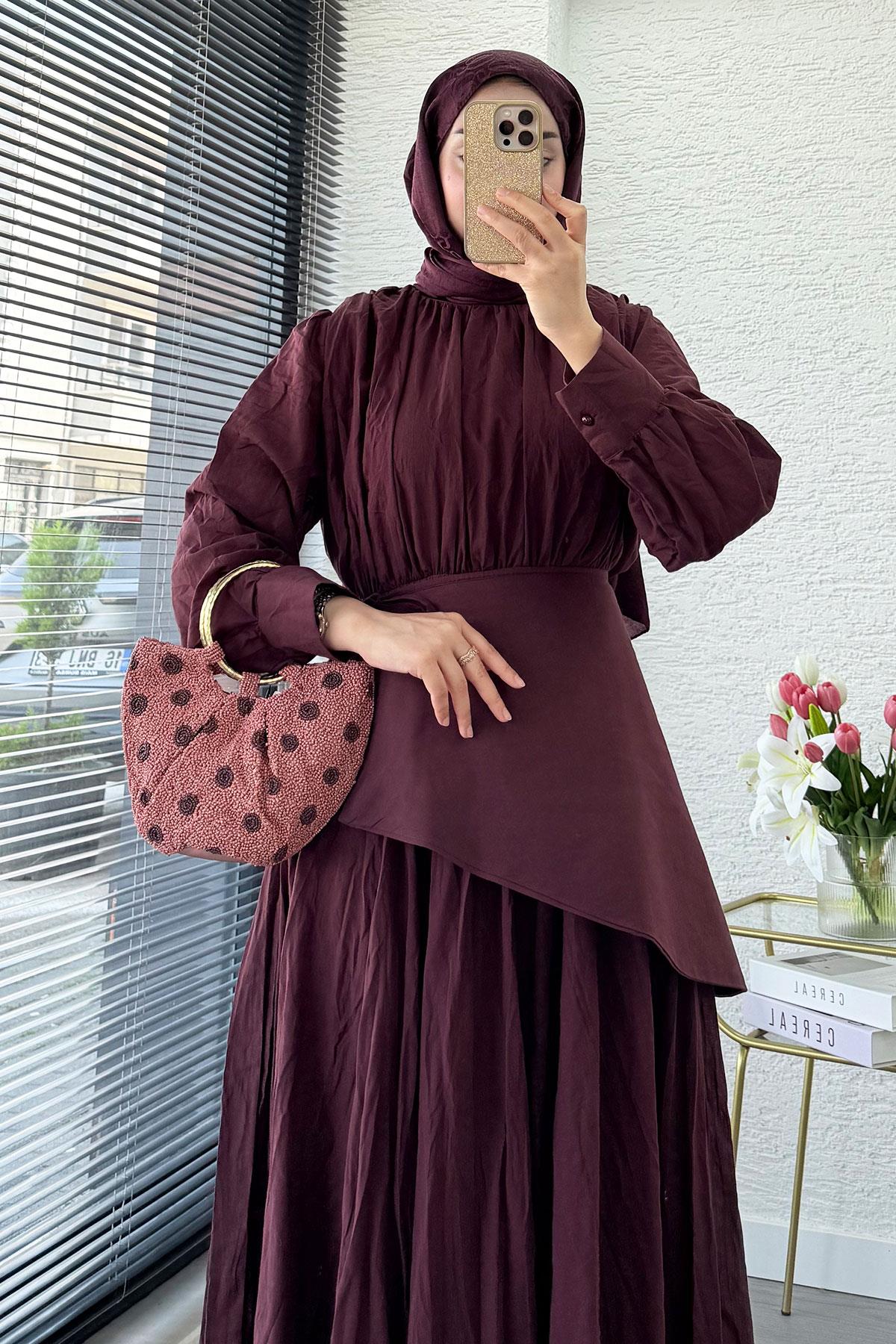 Pelerin Kemer Vual Crush Elbise - Bordo