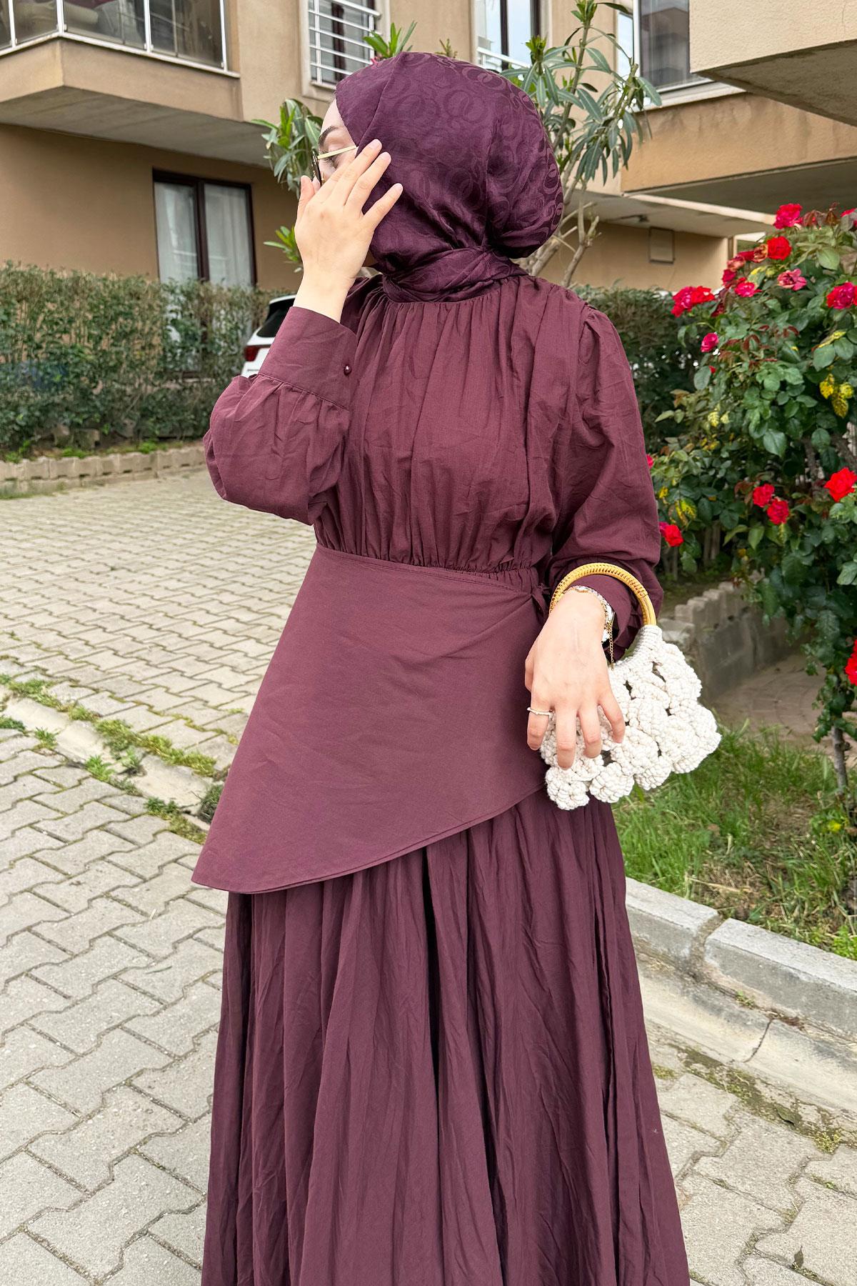 Pelerin Kemer Vual Crush Elbise - Bordo