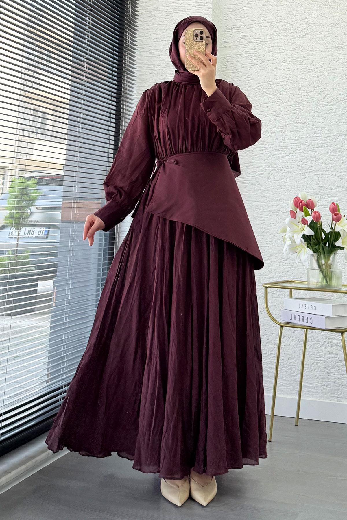 Pelerin Kemer Vual Crush Elbise - Bordo