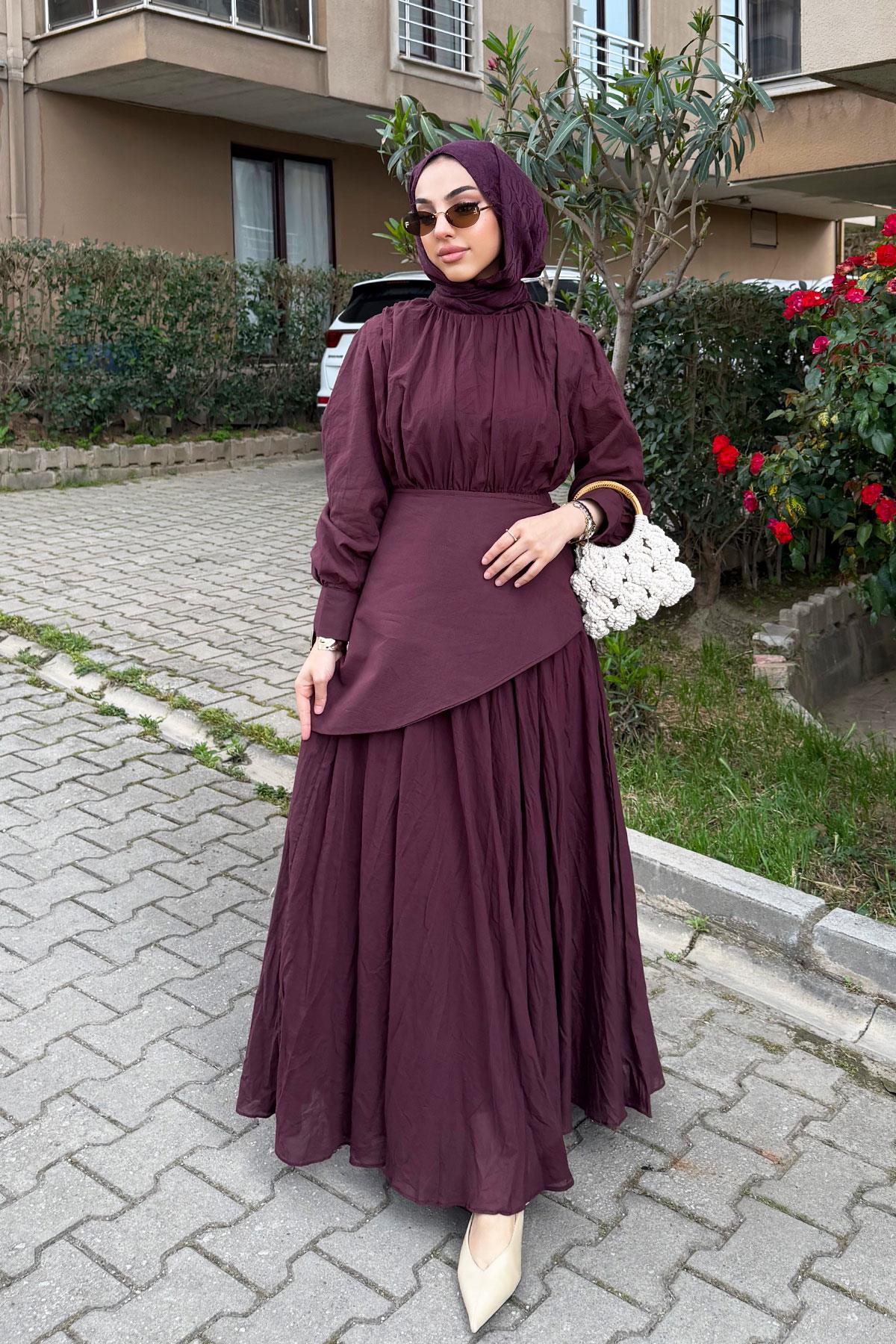 Pelerin Kemer Vual Crush Elbise - Bordo