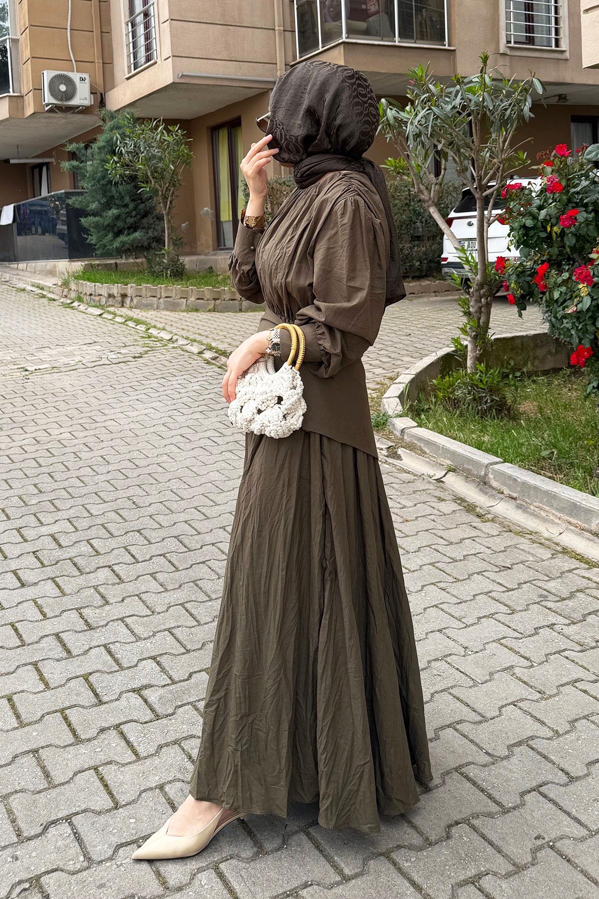 Pelerin Kemer Vual Crush Elbise - Haki