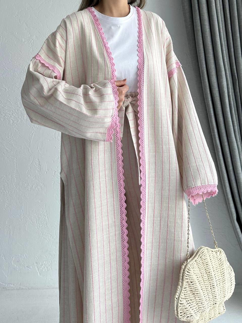 Pembe Linen Keten Takım